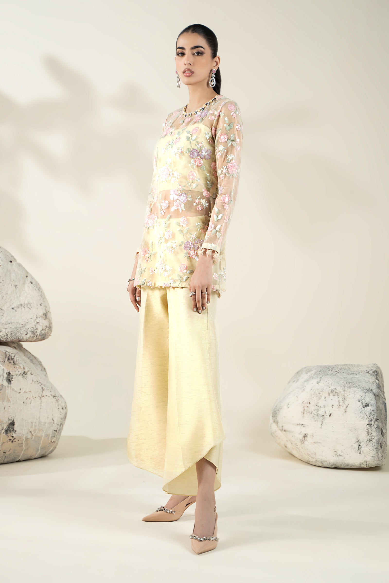 Embroidered Organza Fabric (2Pcs) | LF-910