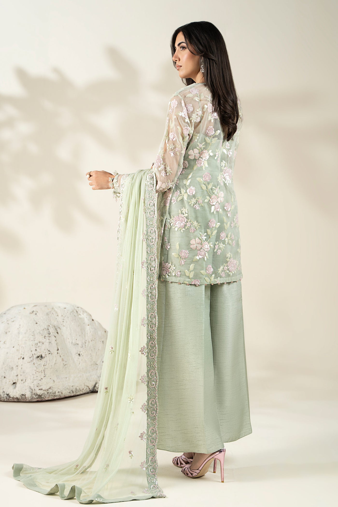 Embroidered Organza Fabric (2Pcs) | LF-911