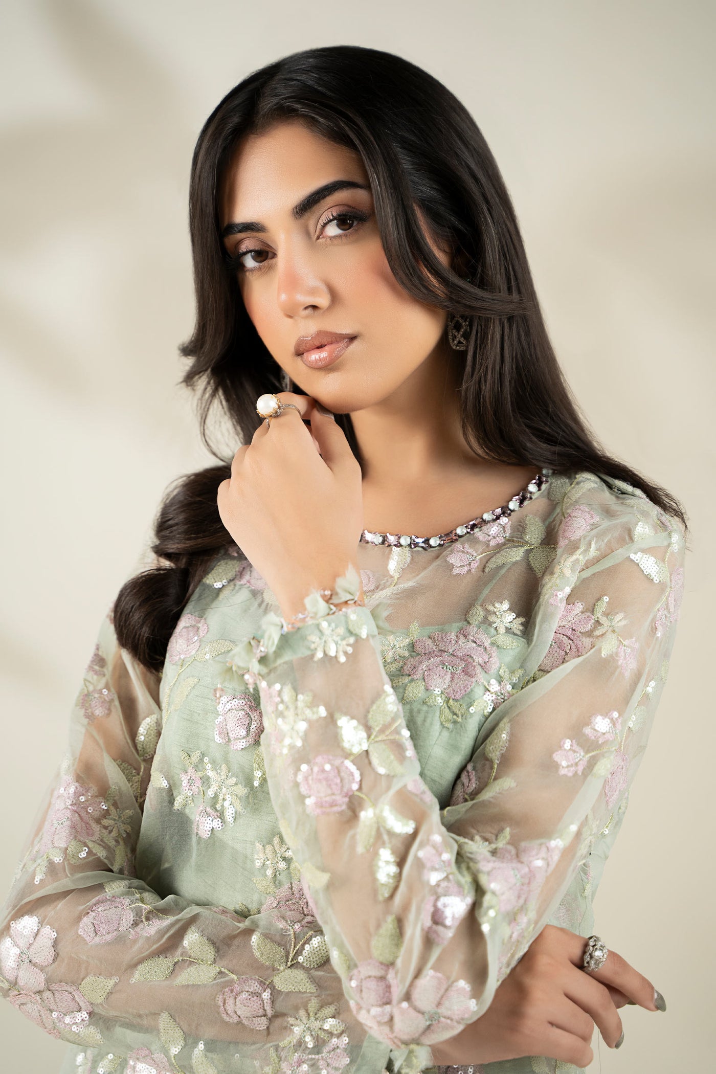 Embroidered Organza Fabric (2Pcs) | LF-911