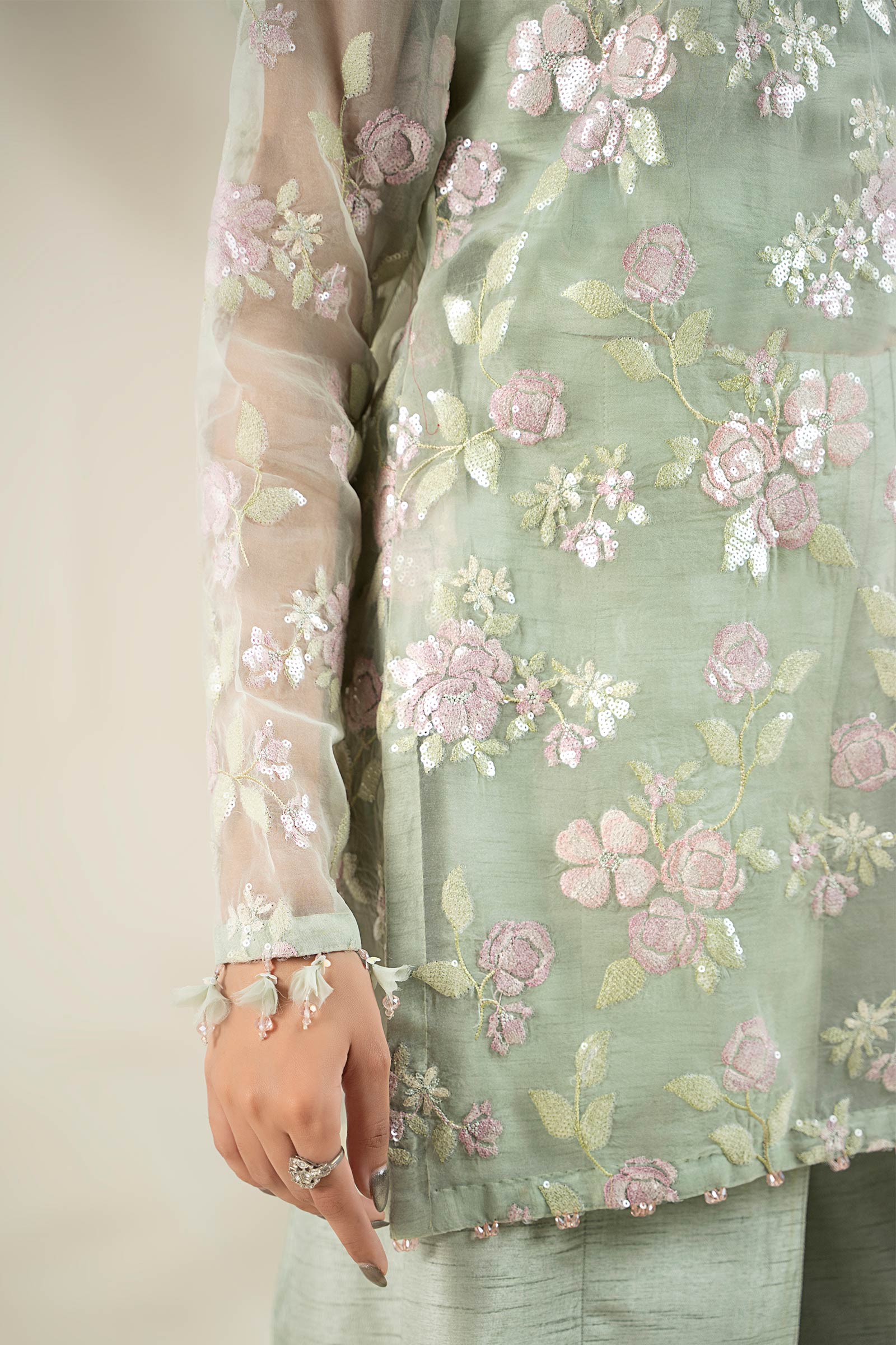 Embroidered Organza Fabric (2Pcs) | LF-911