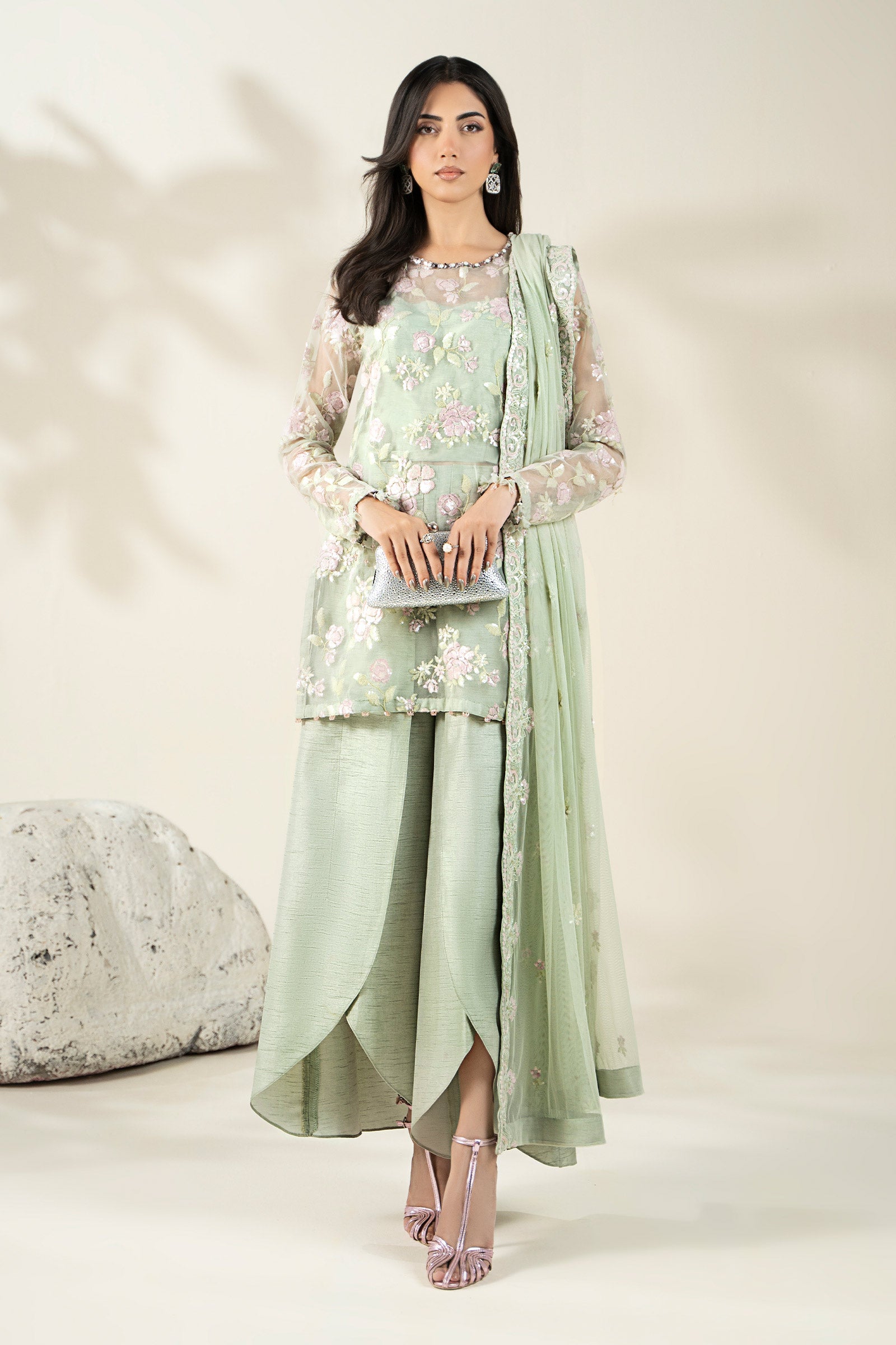 Embroidered Organza Fabric (2Pcs) | LF-911