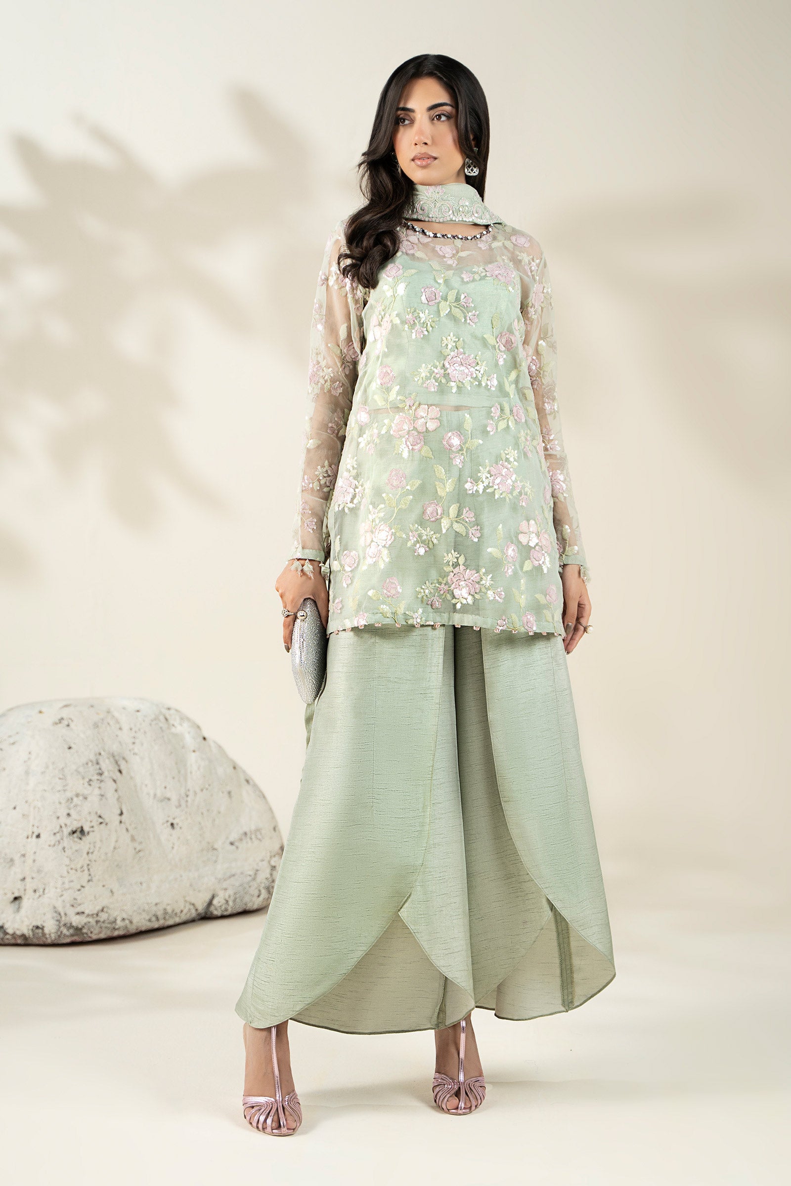 Embroidered Organza Fabric (2Pcs) | LF-911