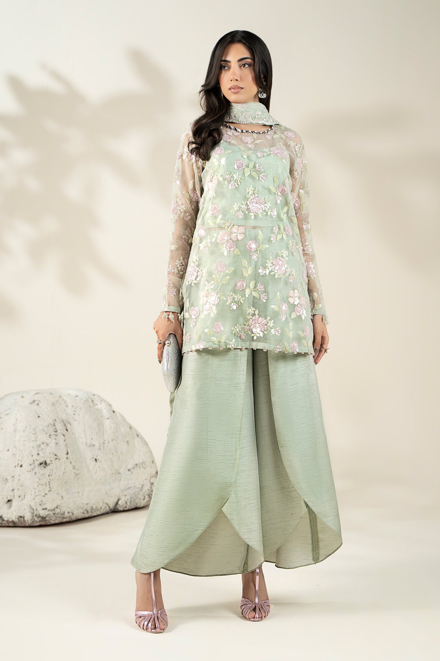 Embroidered Organza Fabric (2Pcs) | LF-911