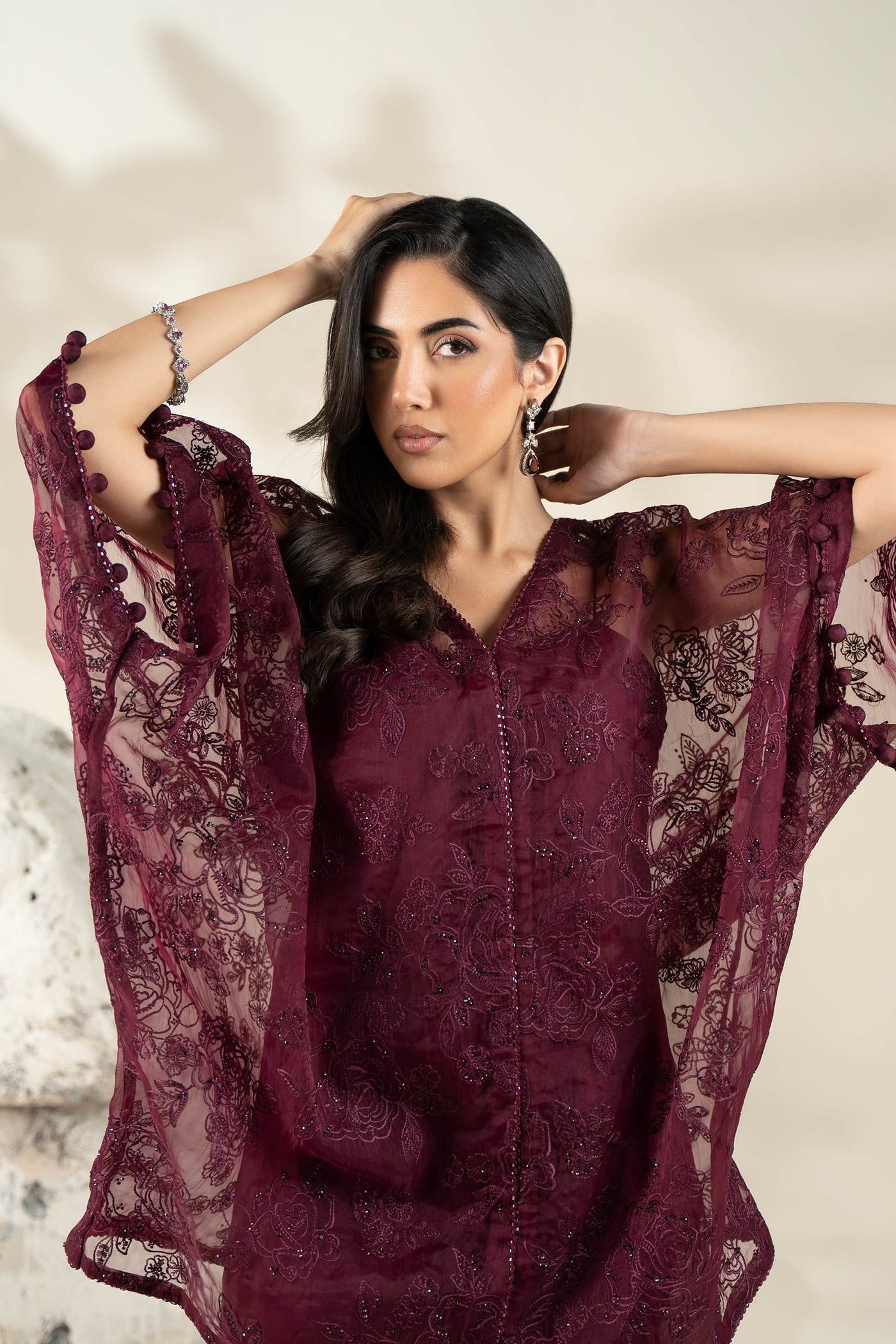 Embroidered Organza Fabric (1Pc) | LF-912