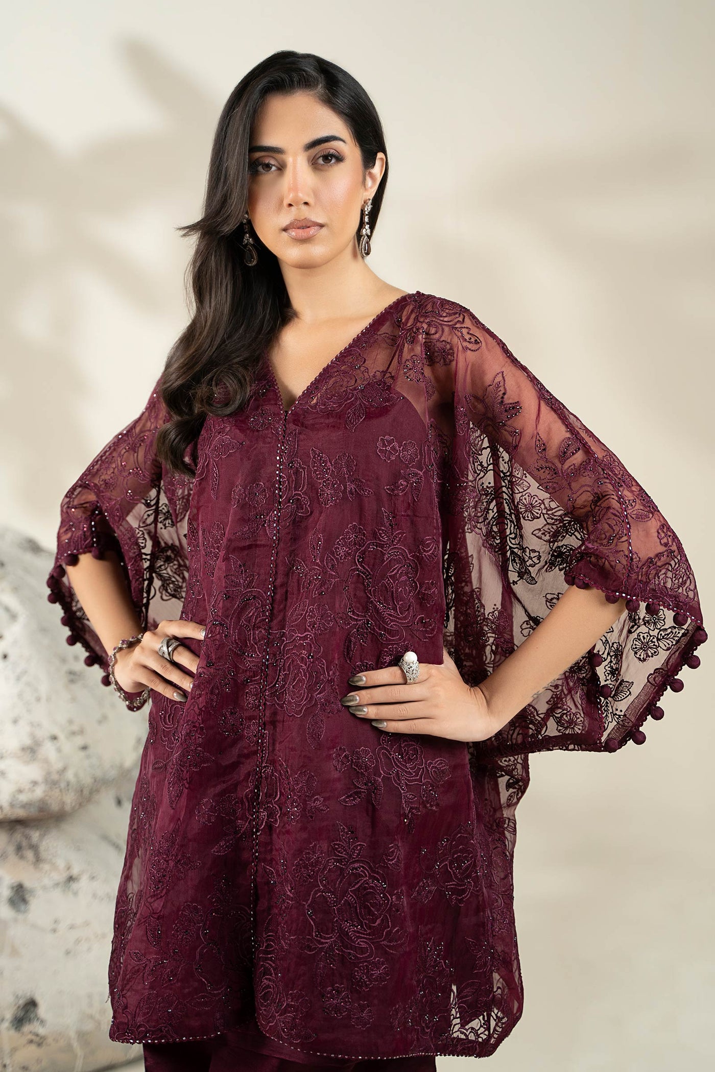 Embroidered Organza Fabric (1Pc) | LF-912
