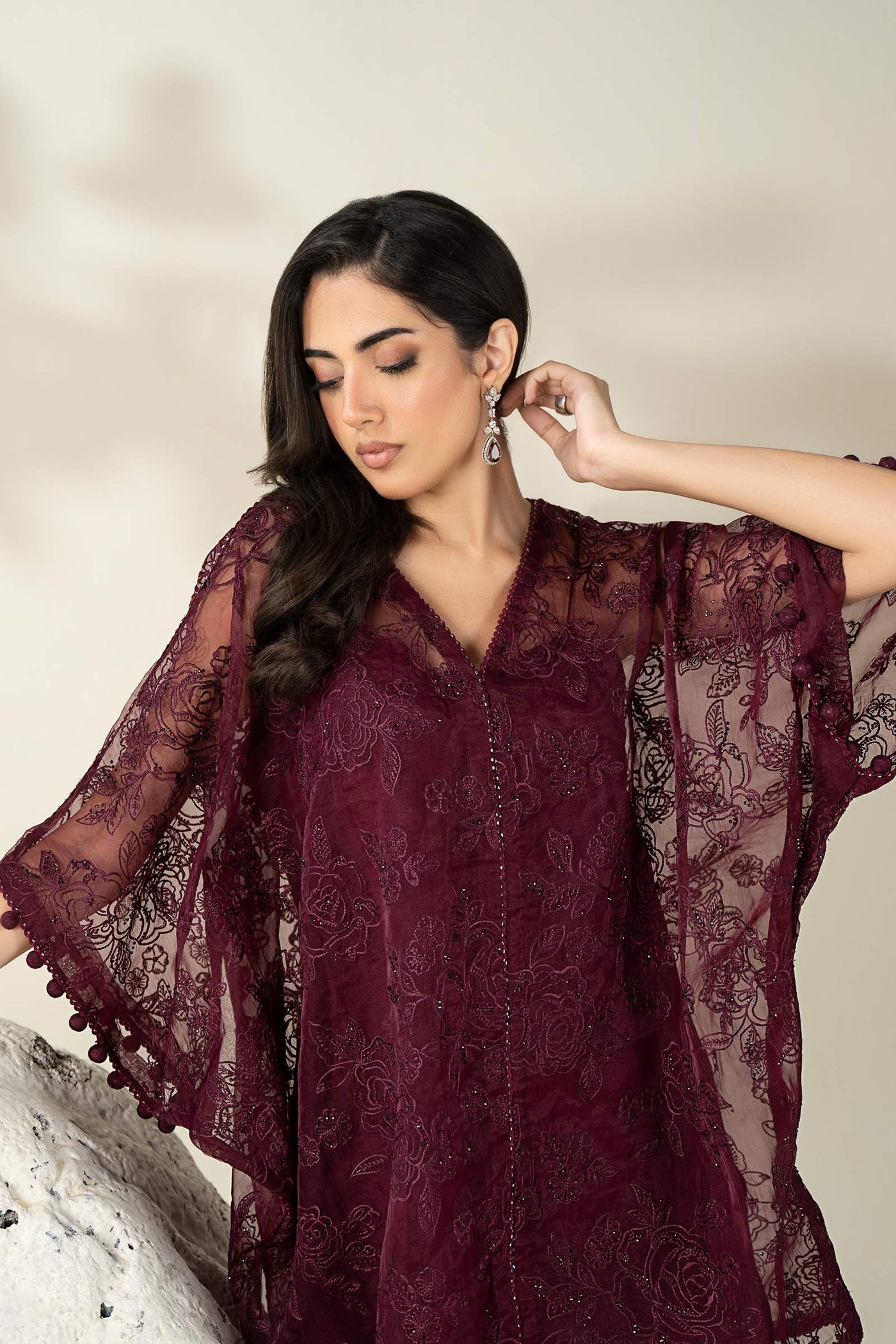 Embroidered Organza Fabric (1Pc) | LF-912