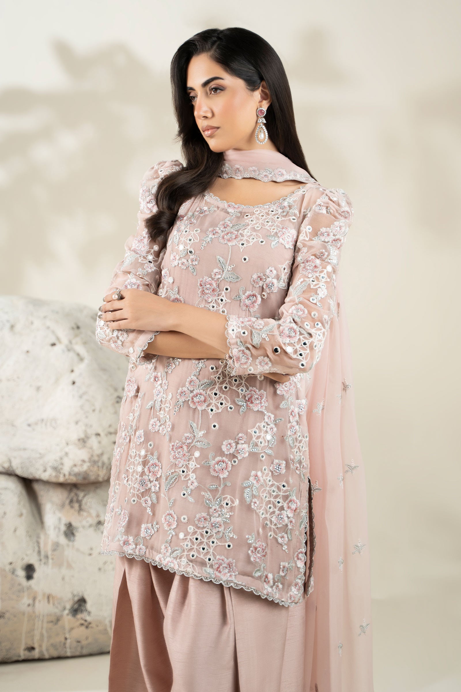 Embroidered Chiffon Fabric (2Pcs) | LF-916