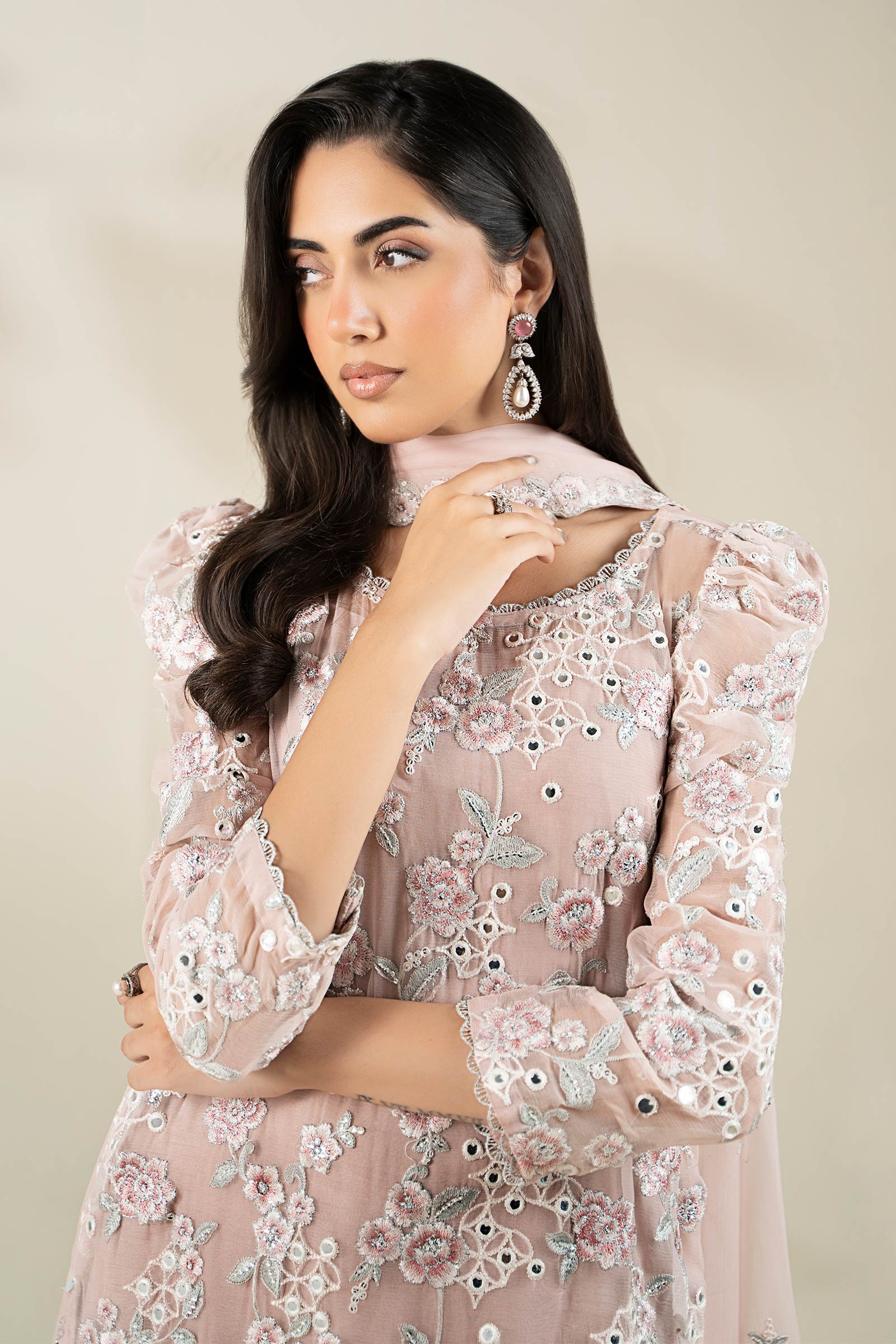 Embroidered Chiffon Fabric (2Pcs) | LF-916