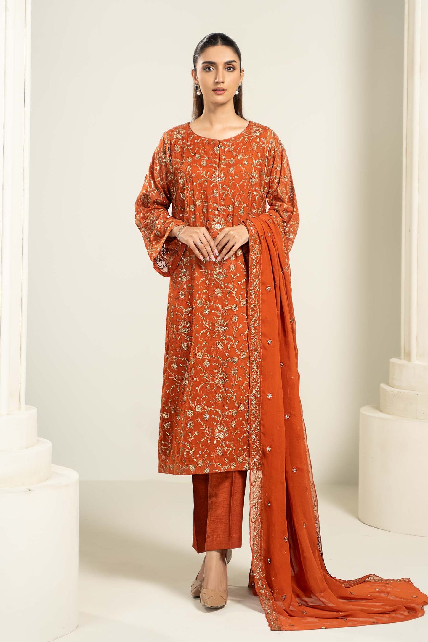 Embroidered Chiffon Fabric (2Pcs) | LF-717