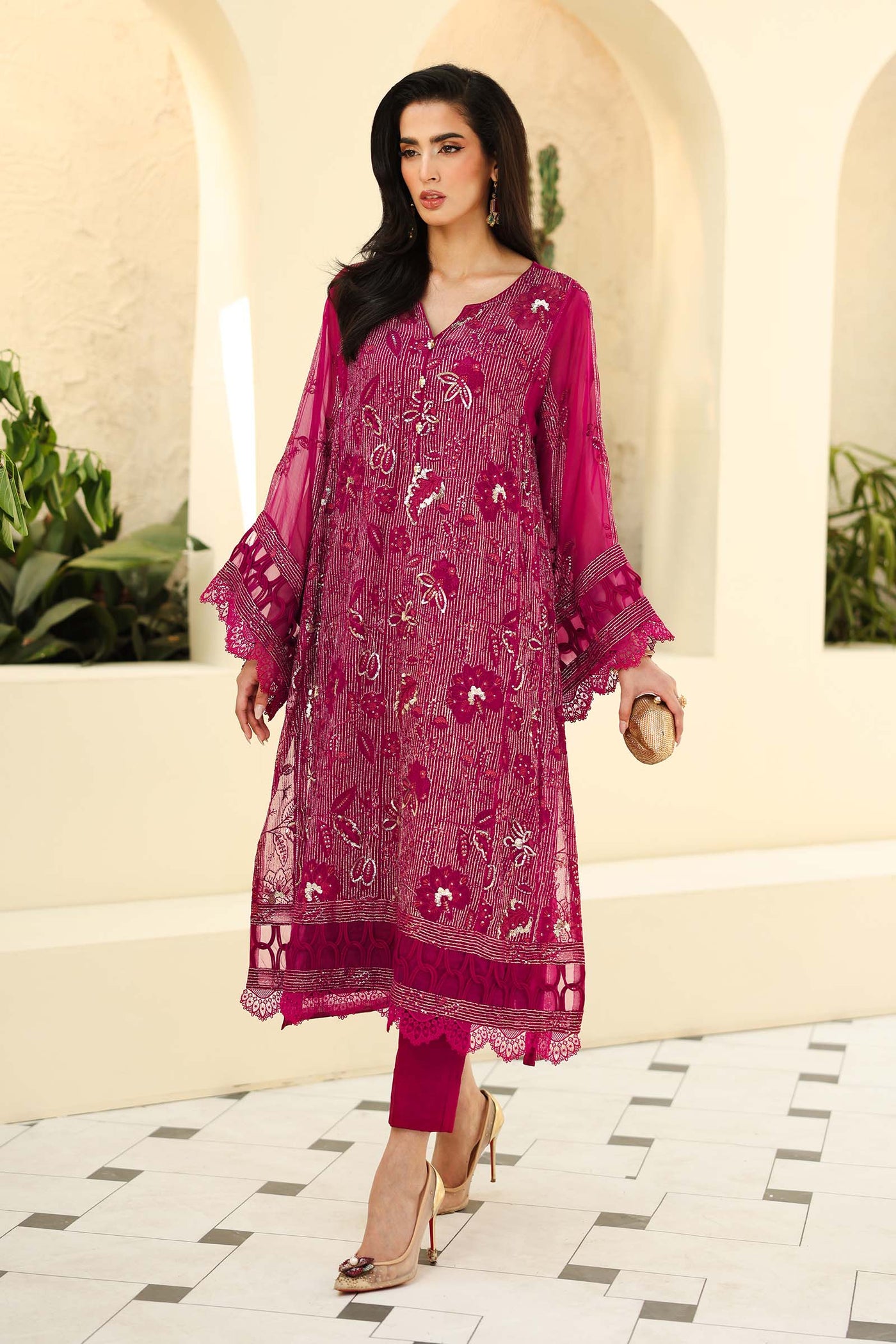 Embroidered Chiffon Fabric (3Pcs) | LF-821