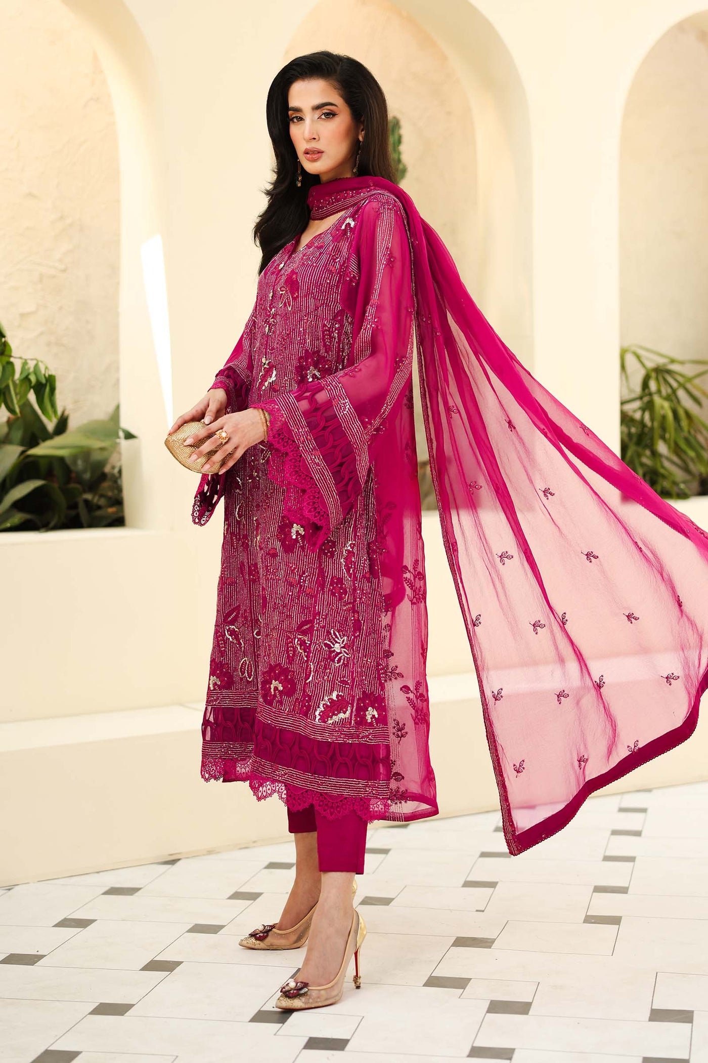 Embroidered Chiffon Fabric (3Pcs) | LF-821