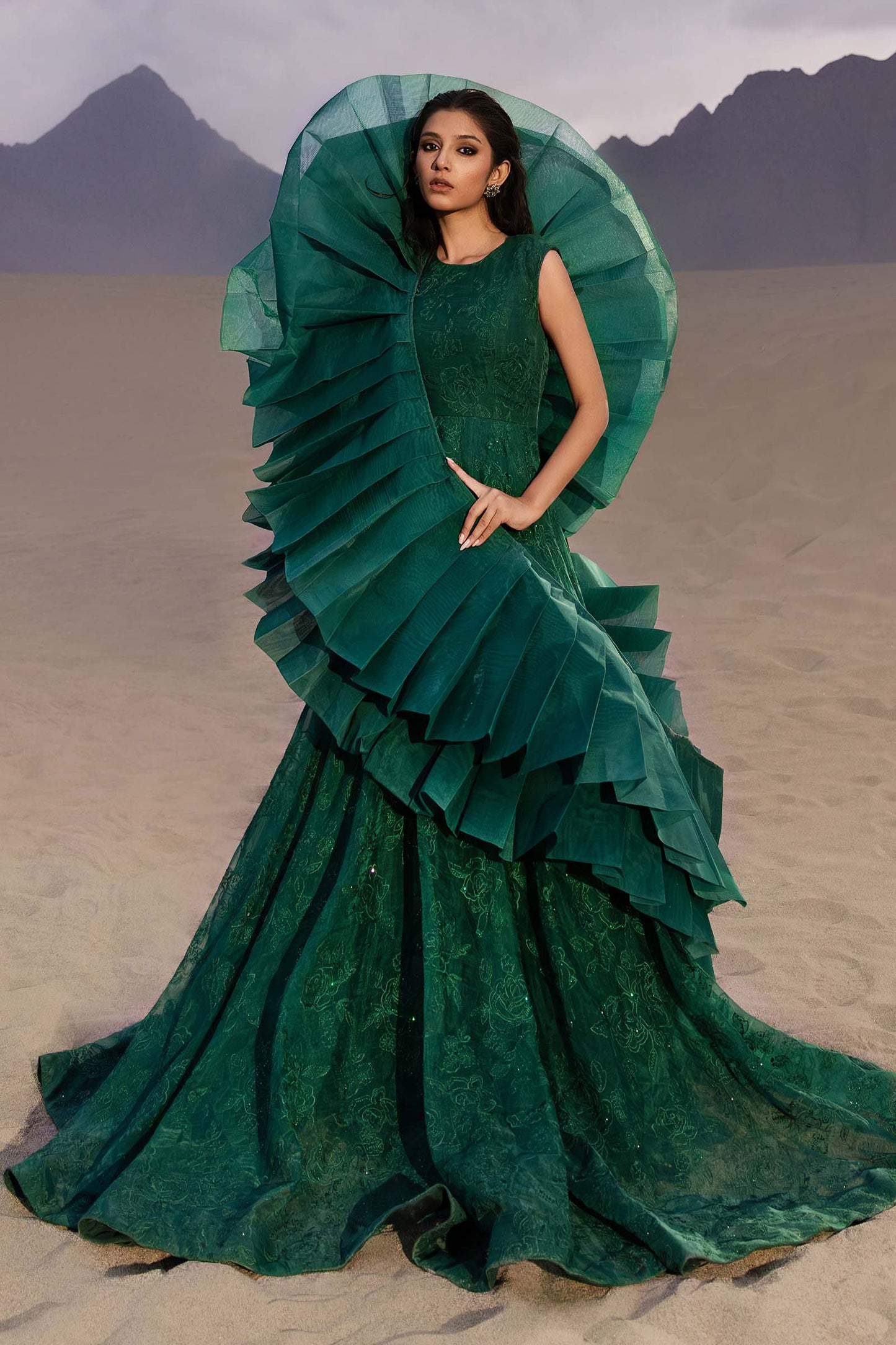 Embroidered Organza Fabric (2Pcs) | LF-909