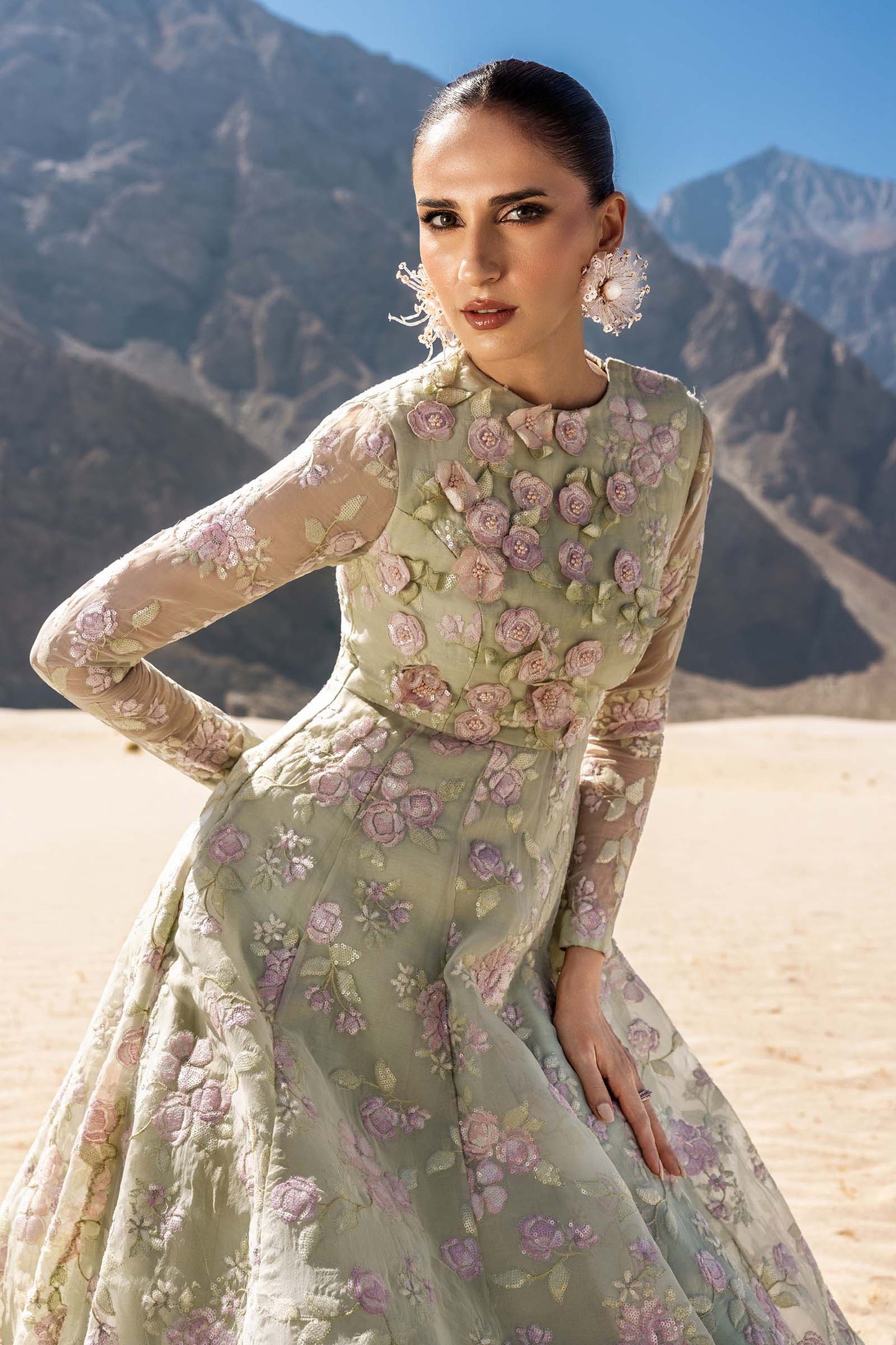 Embroidered Organza Fabric (2Pcs) | LF-911