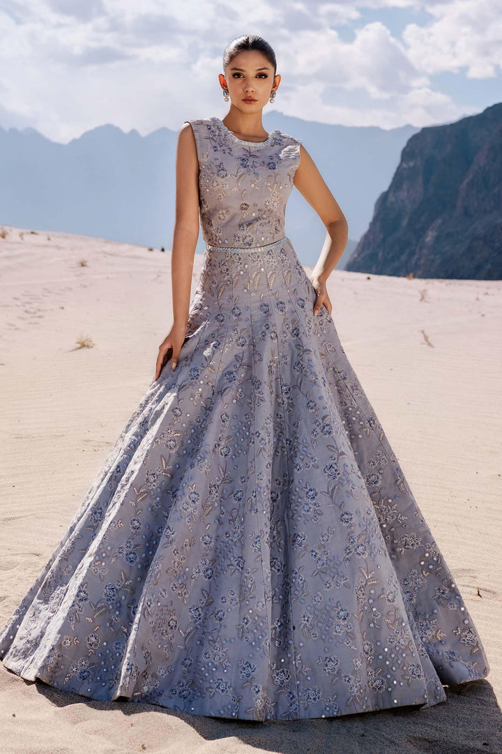 Embroidered Chiffon Fabric (2Pcs) | LF-917 All Products LF0917S-OLN-IBU