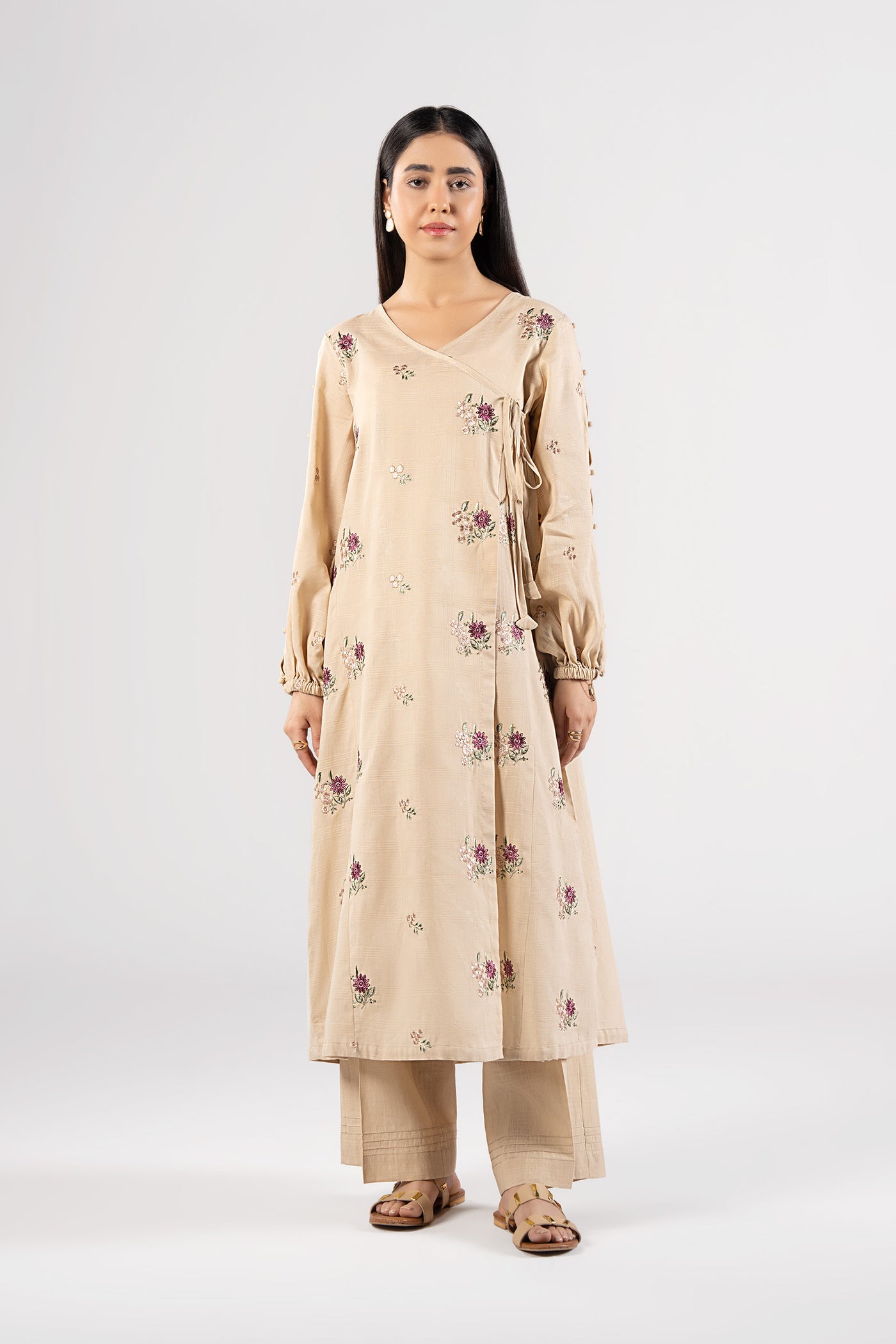 Embroidered Textured Cotton Angrakha