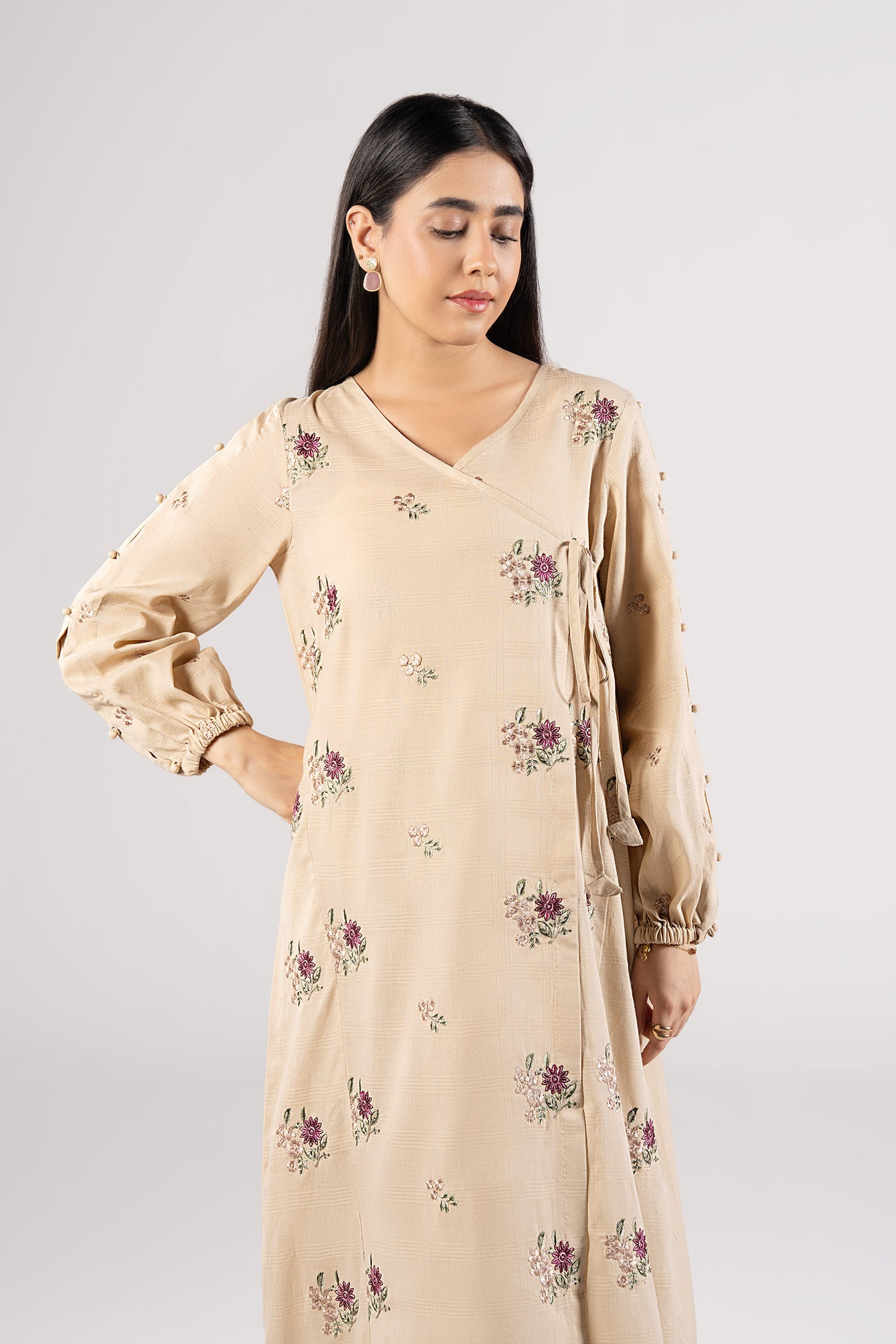 Embroidered Textured Cotton Angrakha