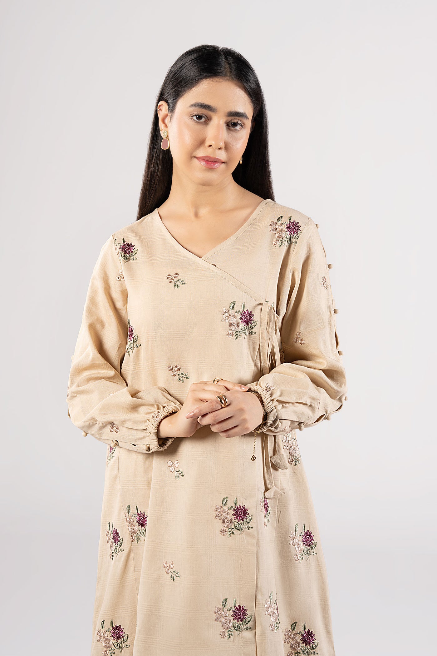 Embroidered Textured Cotton Angrakha