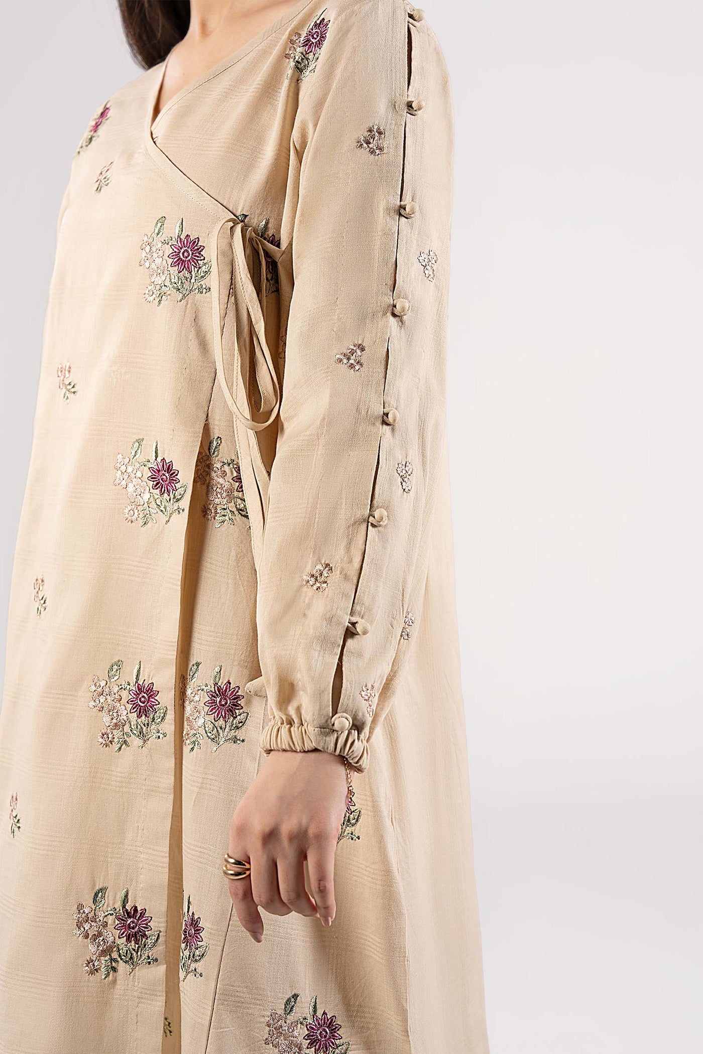 Embroidered Textured Cotton Angrakha