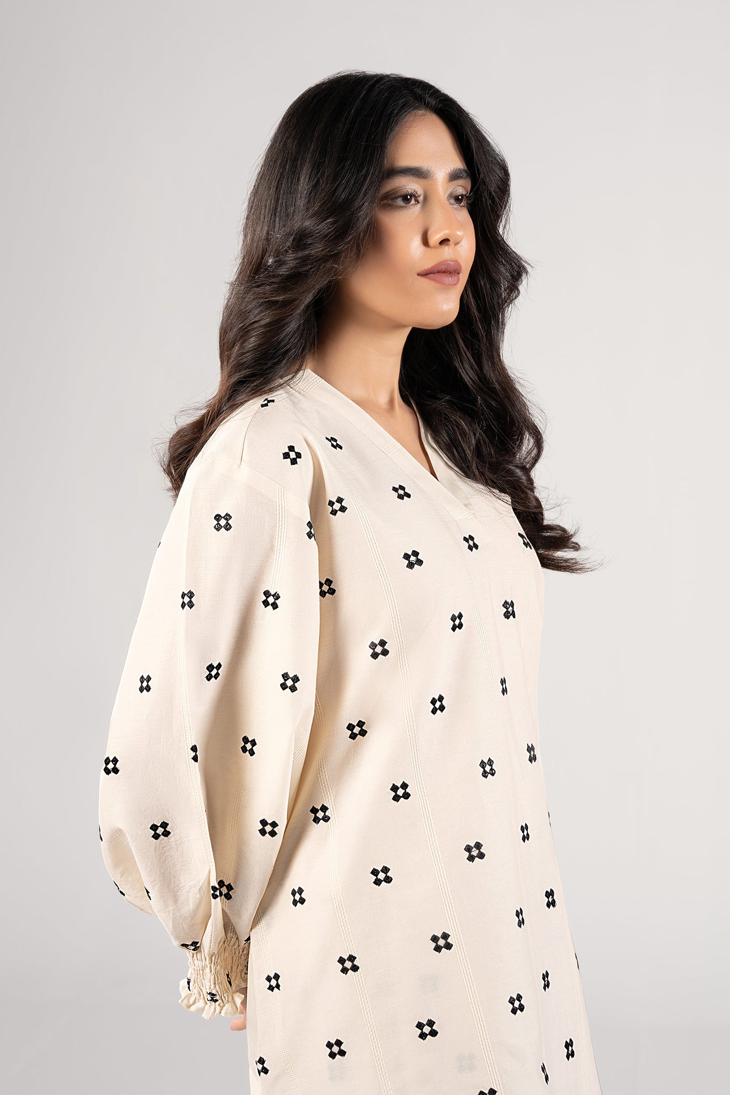 2 Pc Embroidered Textured Cotton Suit