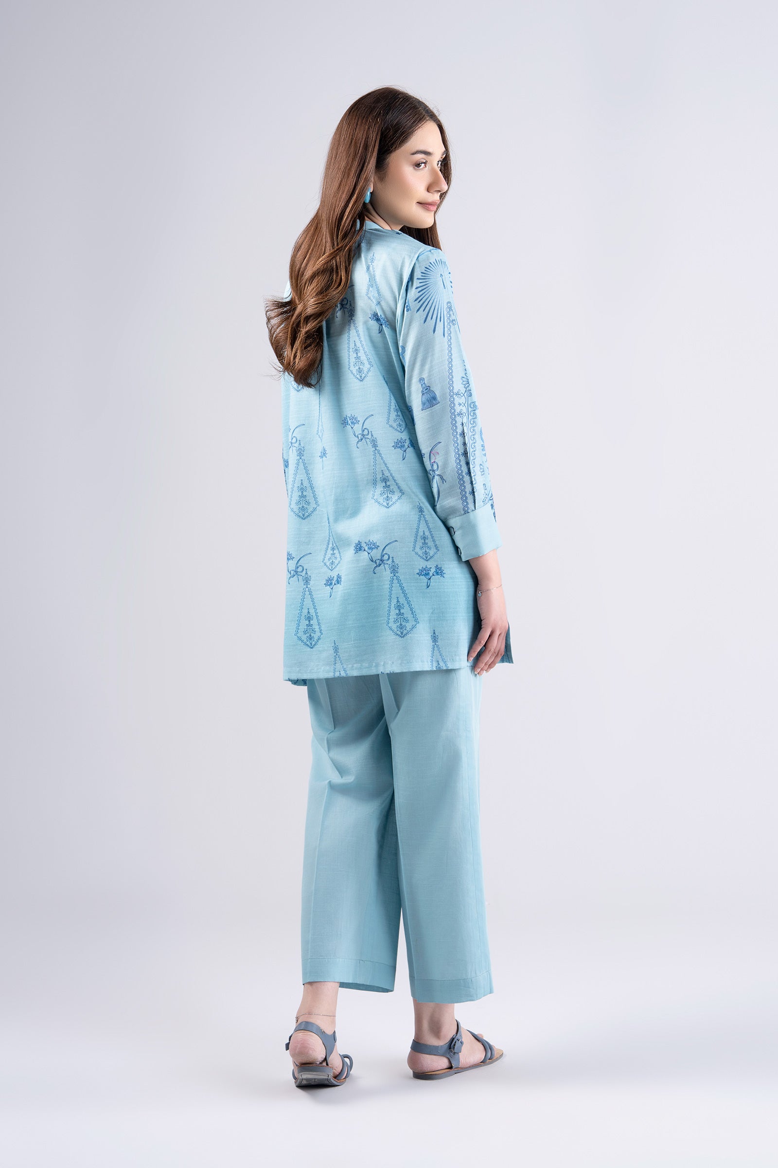 2 Pc Printed Slub Lawn Suit