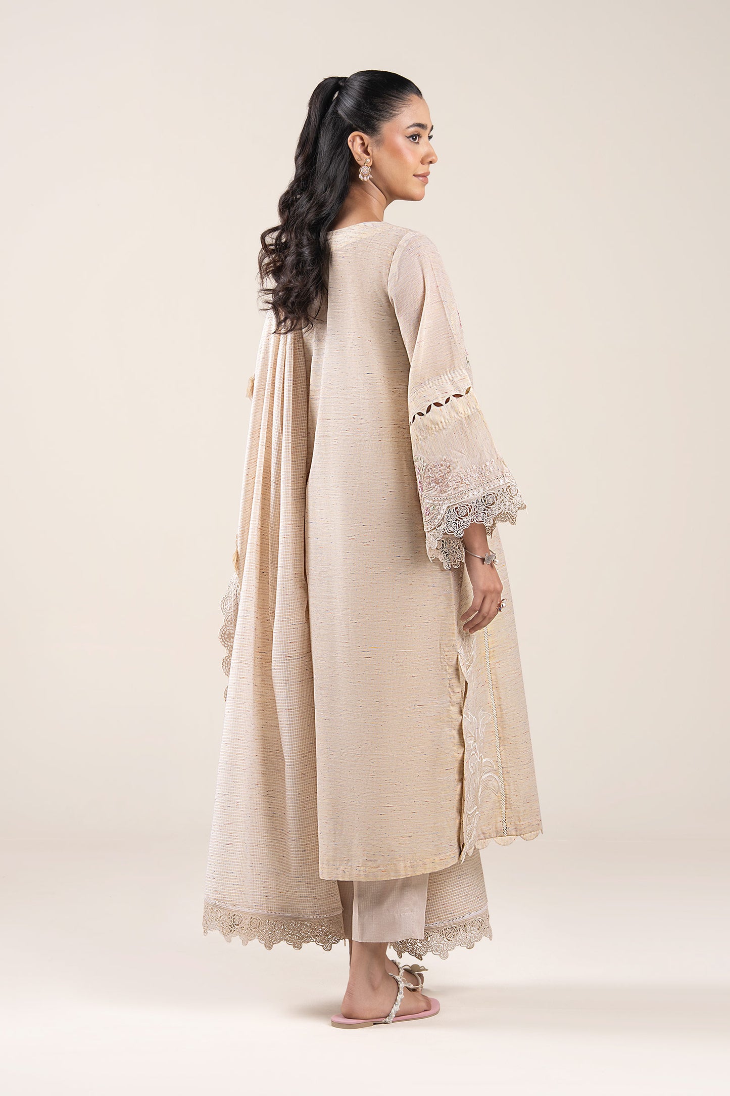 2 Pc Embroidered Tonal Neps Suit