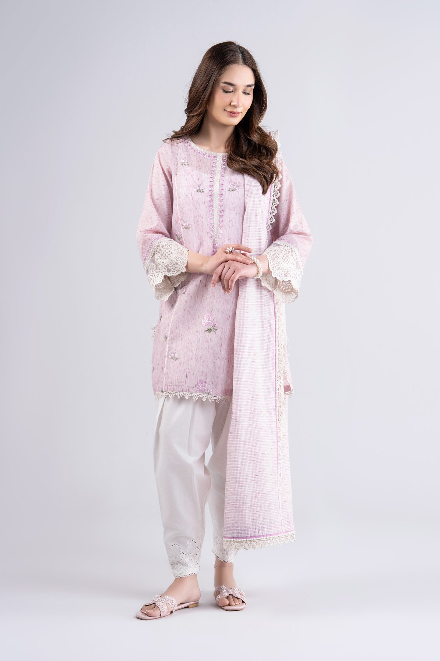 2 Pc Embroidered Tonal Neps Suit