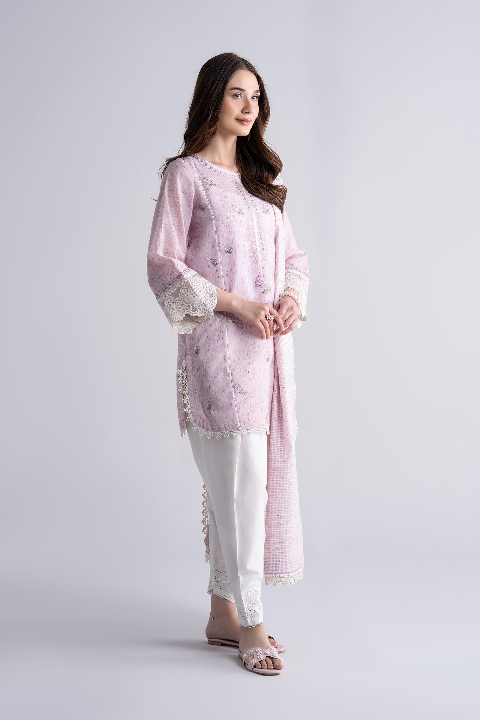 2 Pc Embroidered Tonal Neps Suit