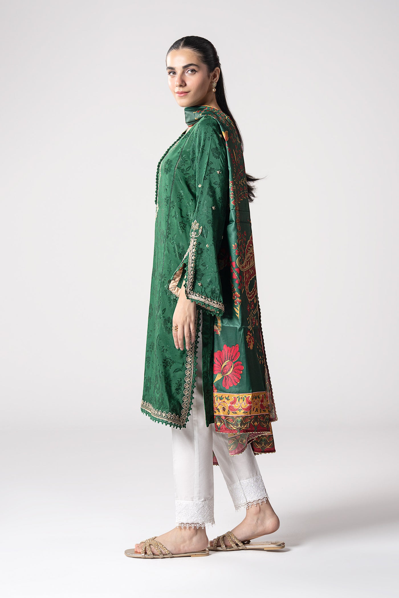 2 Pc Embroidered Self Textured Dobby Viscose Suit