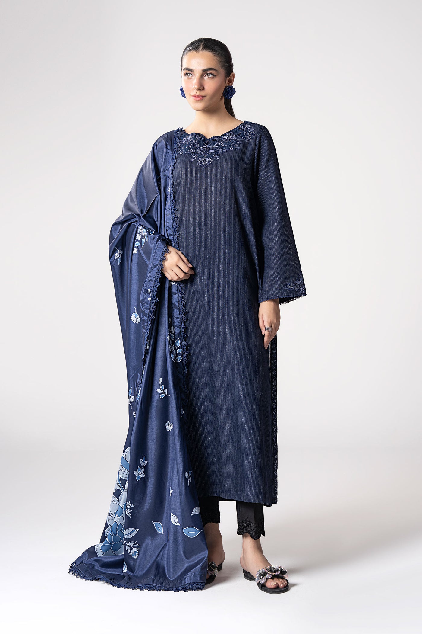 2 Pc Embroidered Lurex Texture Suit | MB-CS25-115