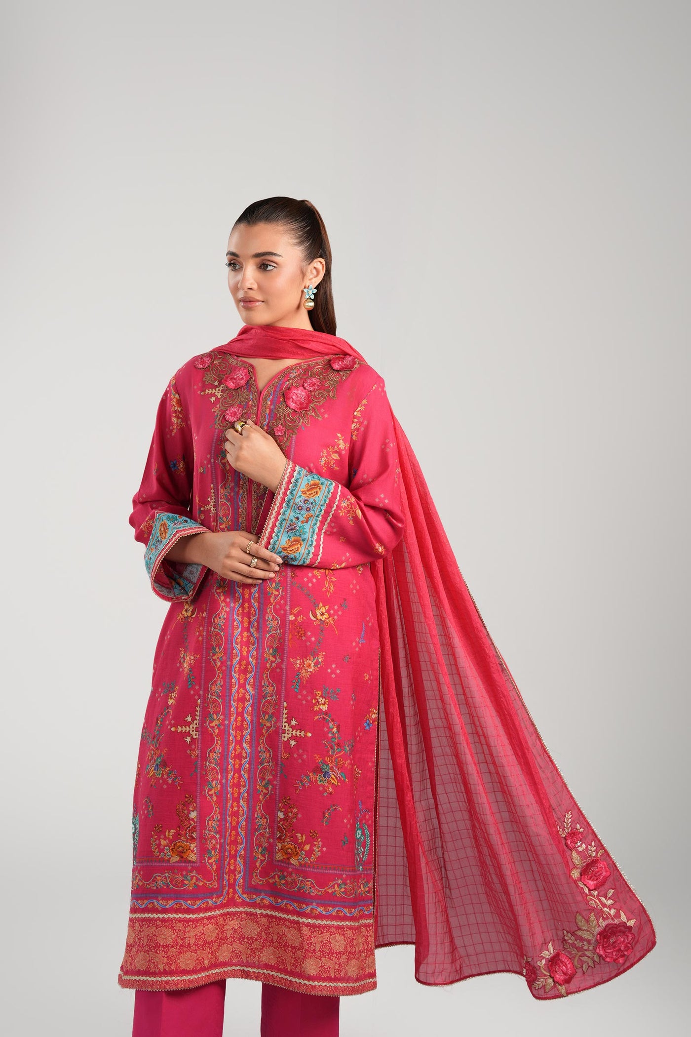 2 Pc Embroidered Lurex Mukaish Suit