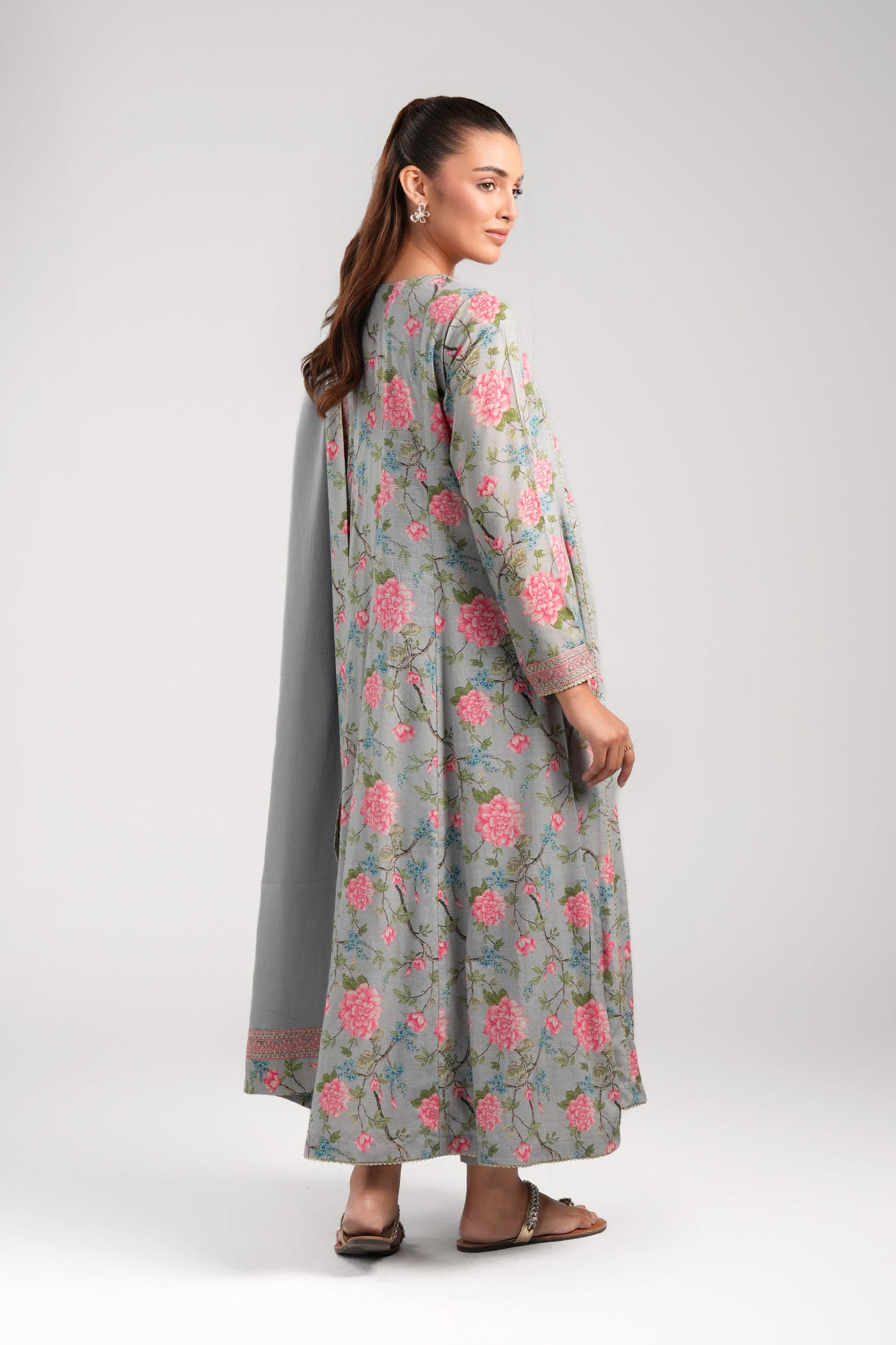 2 Pc Embroidered Zari Stripes Suit