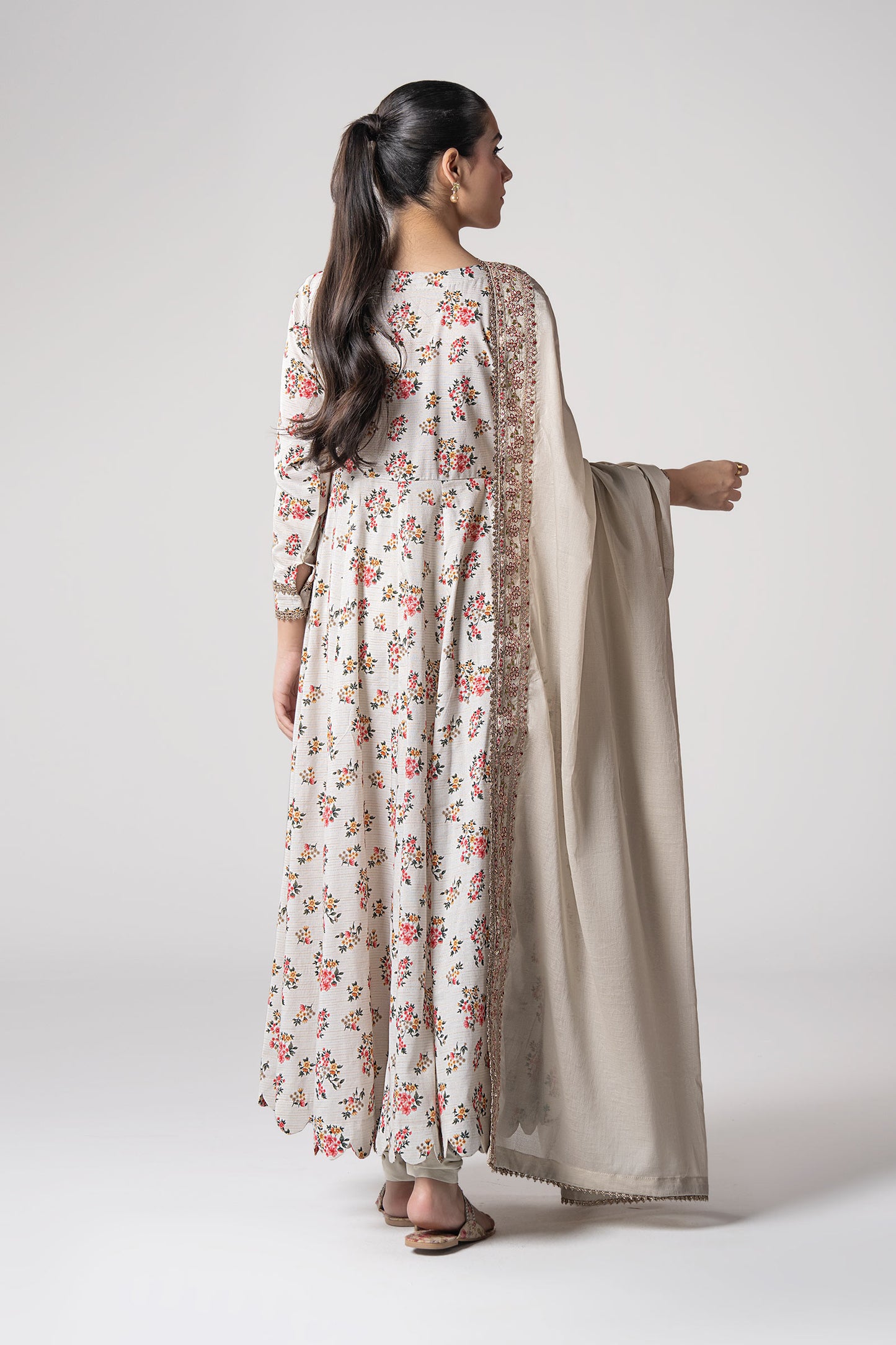 2 Pc Embroidered Zari Stripes Suit