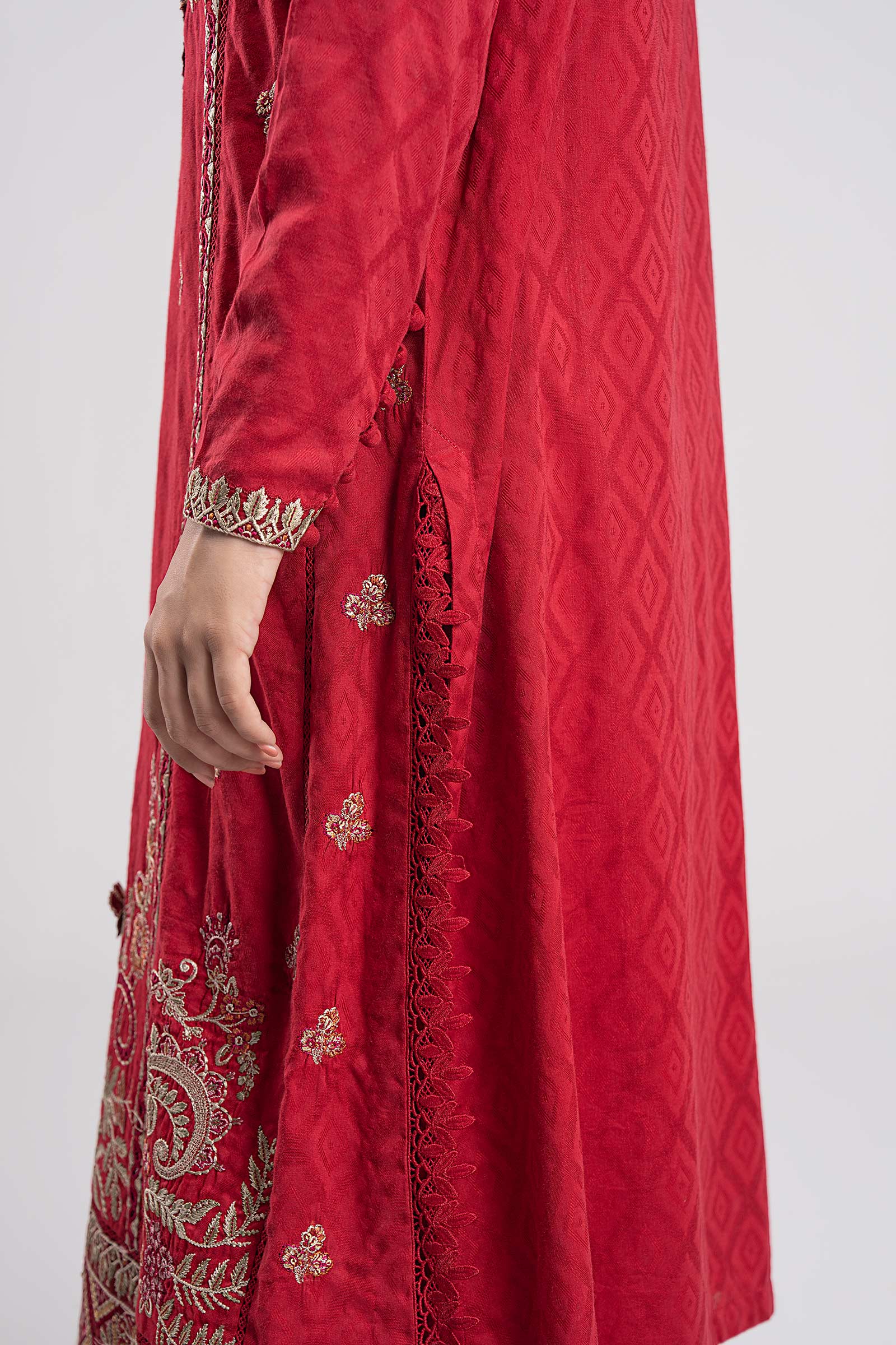 3 Pc Embroidered Mesh Lurex Dots Suit