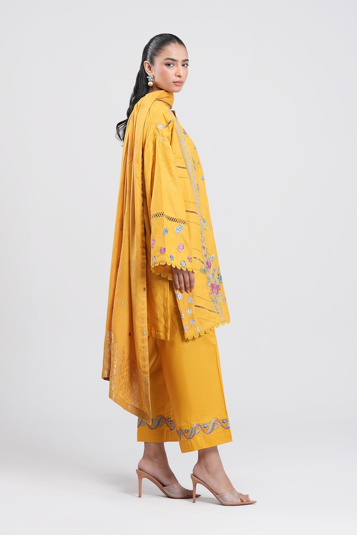 3 Pc Printed Silk Suit