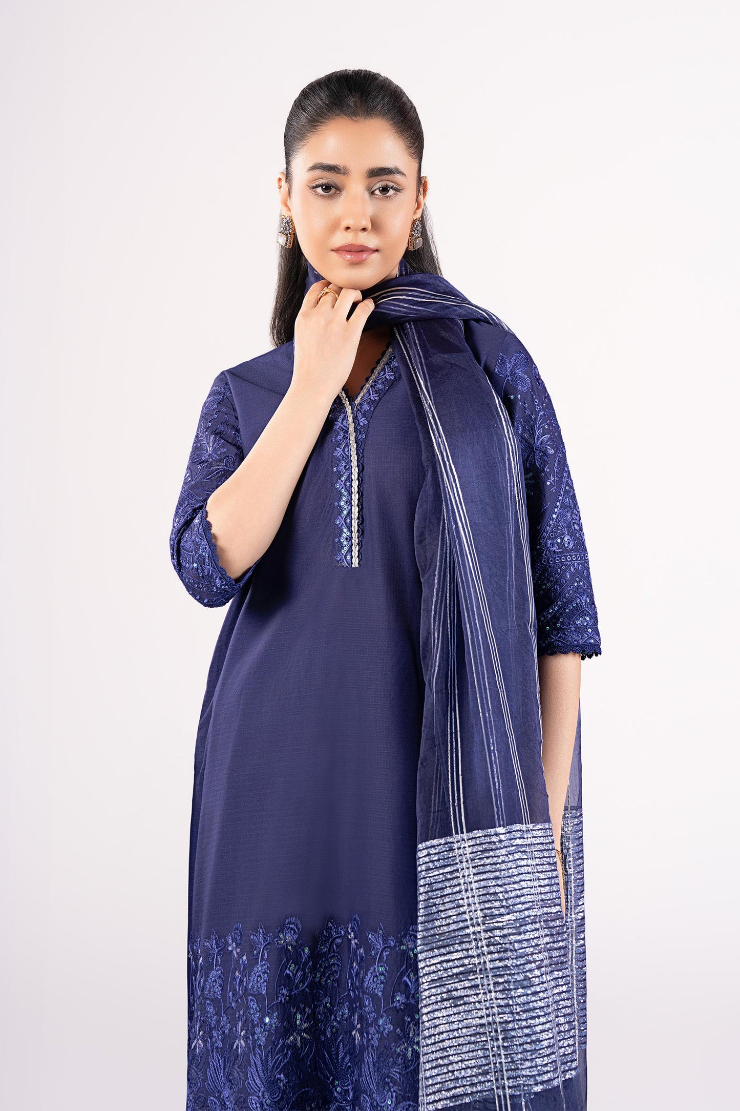 3 Pc Embroidered Dobby Suit