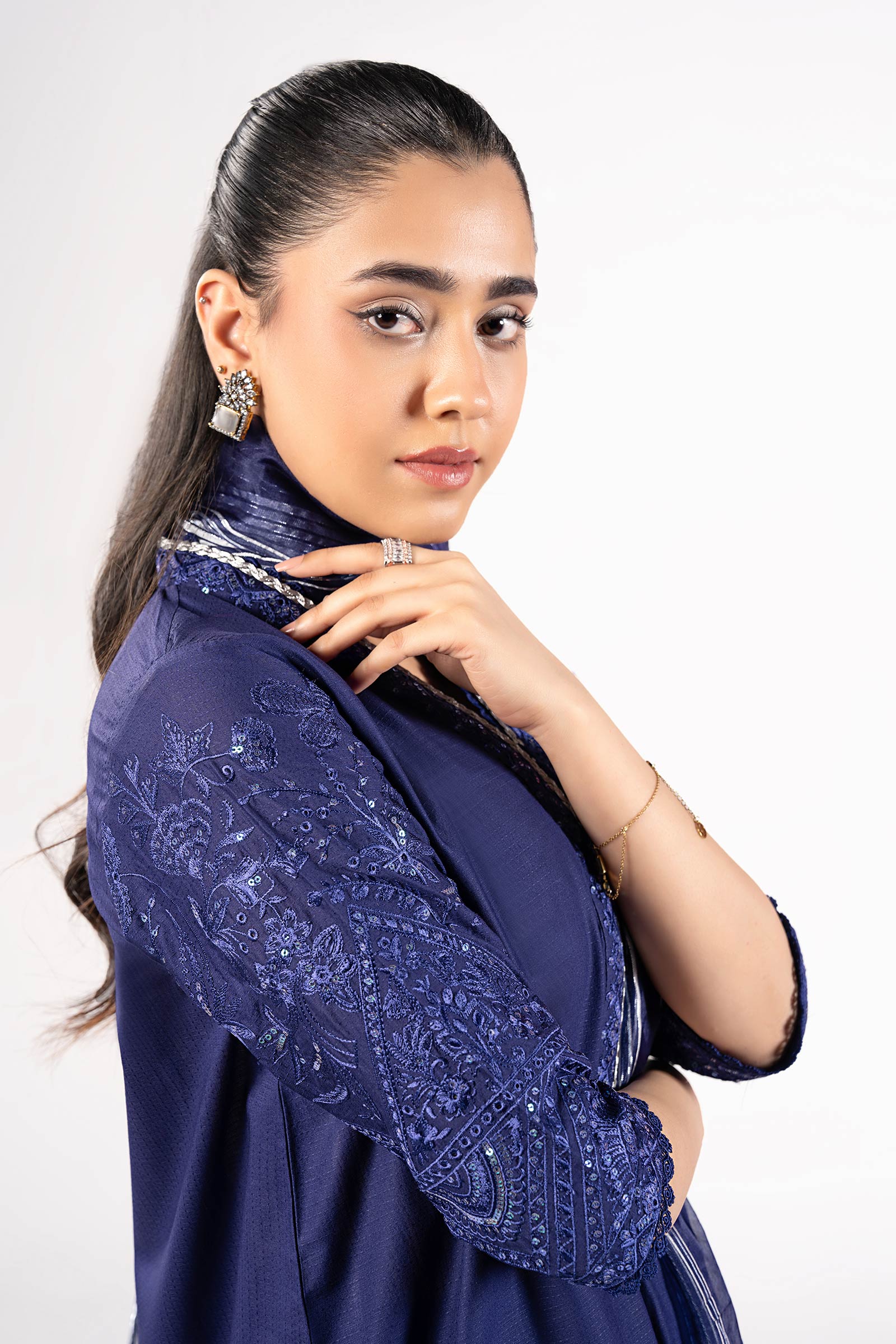 3 Pc Embroidered Dobby Suit