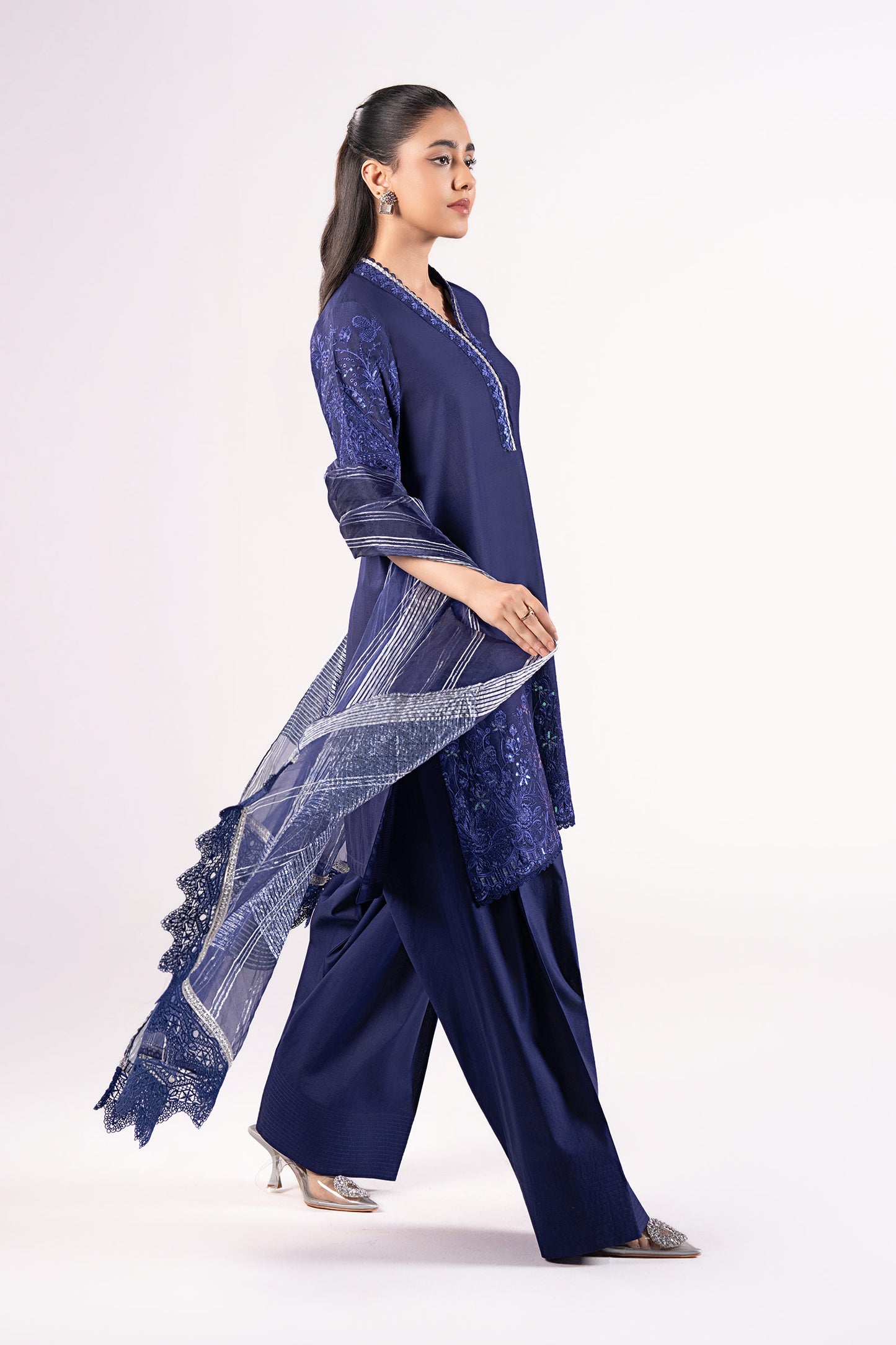 3 Pc Embroidered Dobby Suit