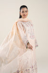 3 Pc Embroidered Slub Lawn Suit