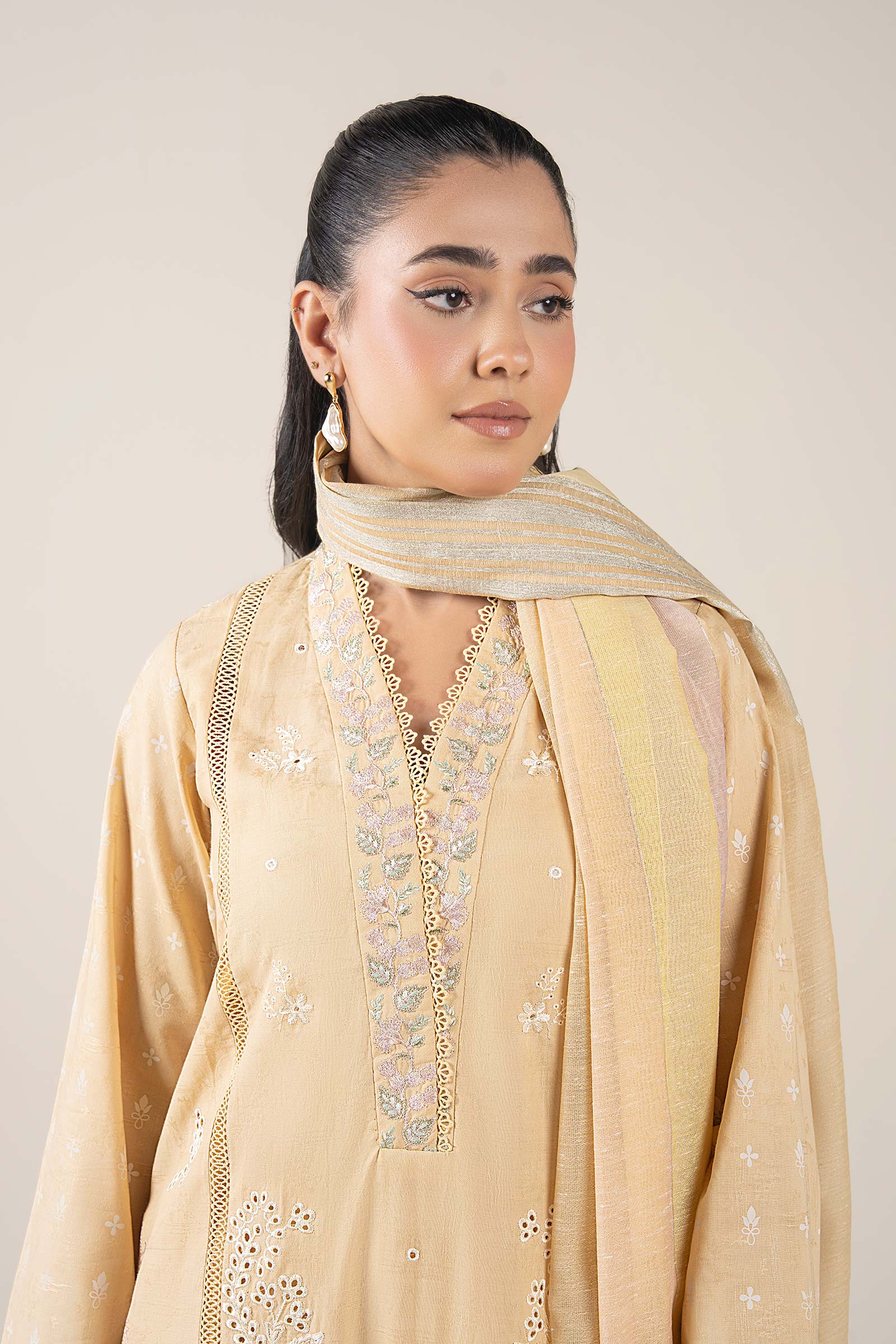 3 Pc Embroidered Dobby Suit