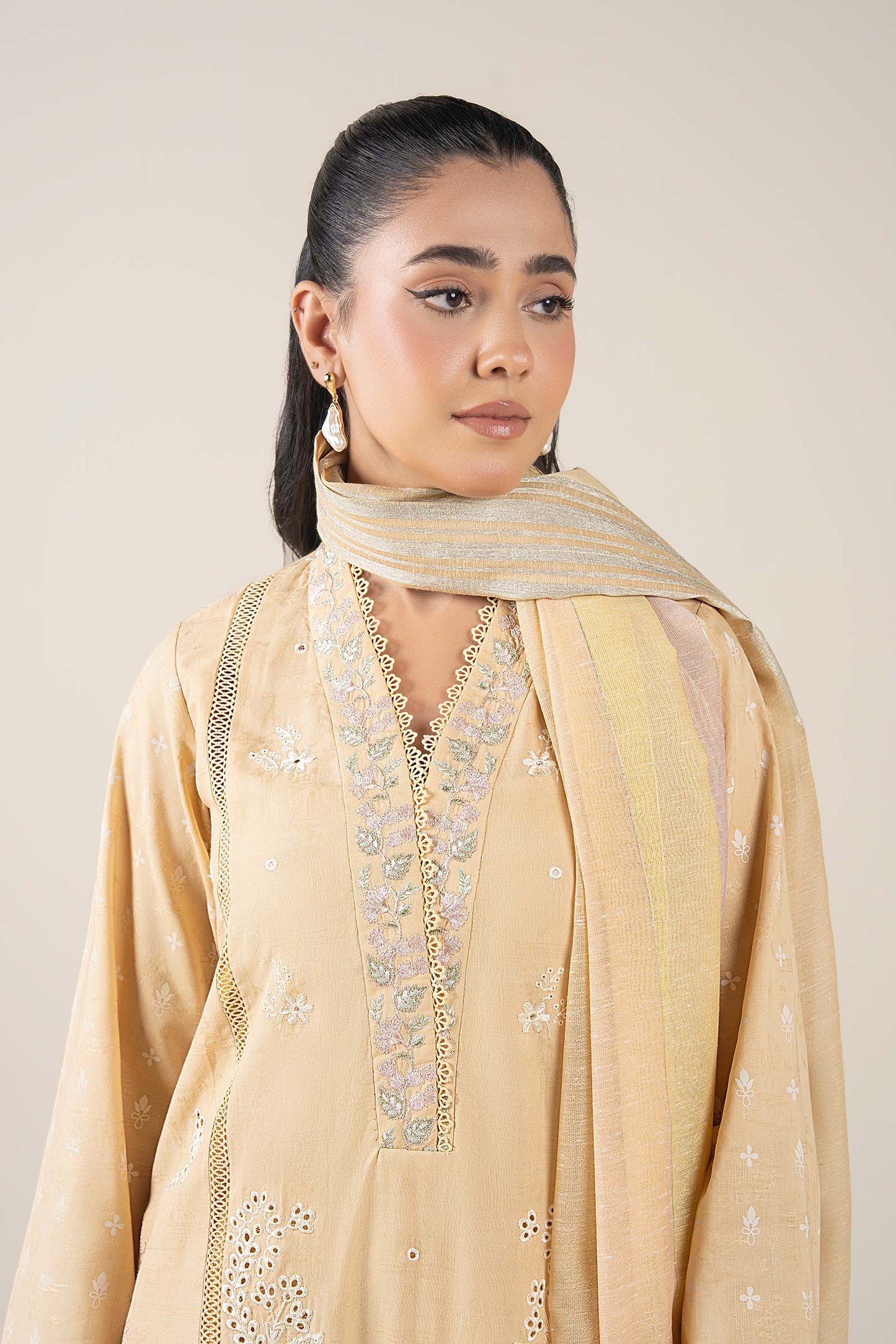 3 Pc Embroidered Dobby Suit