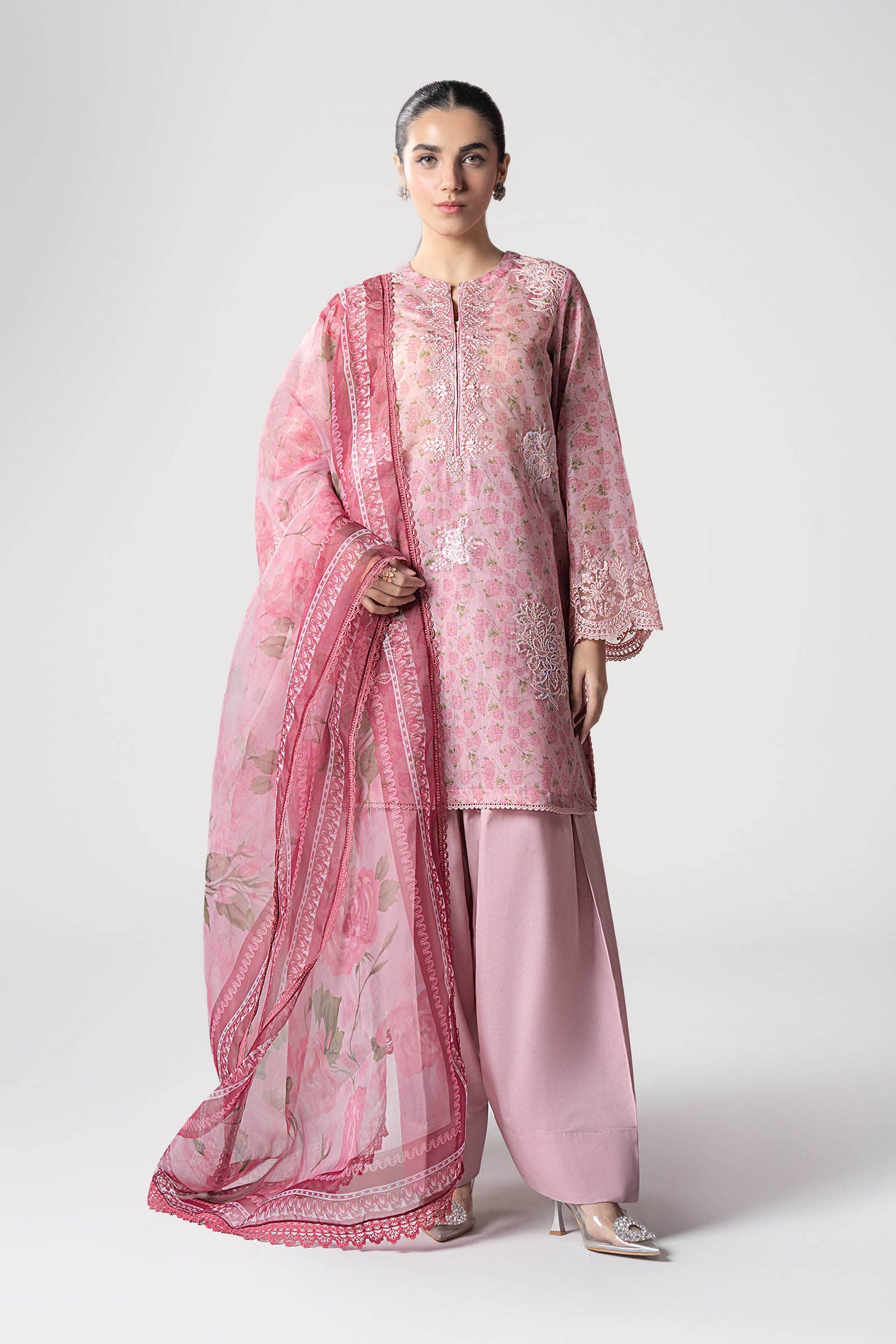3 Pc Embroidered Dobby Suit | MB-CS25-145