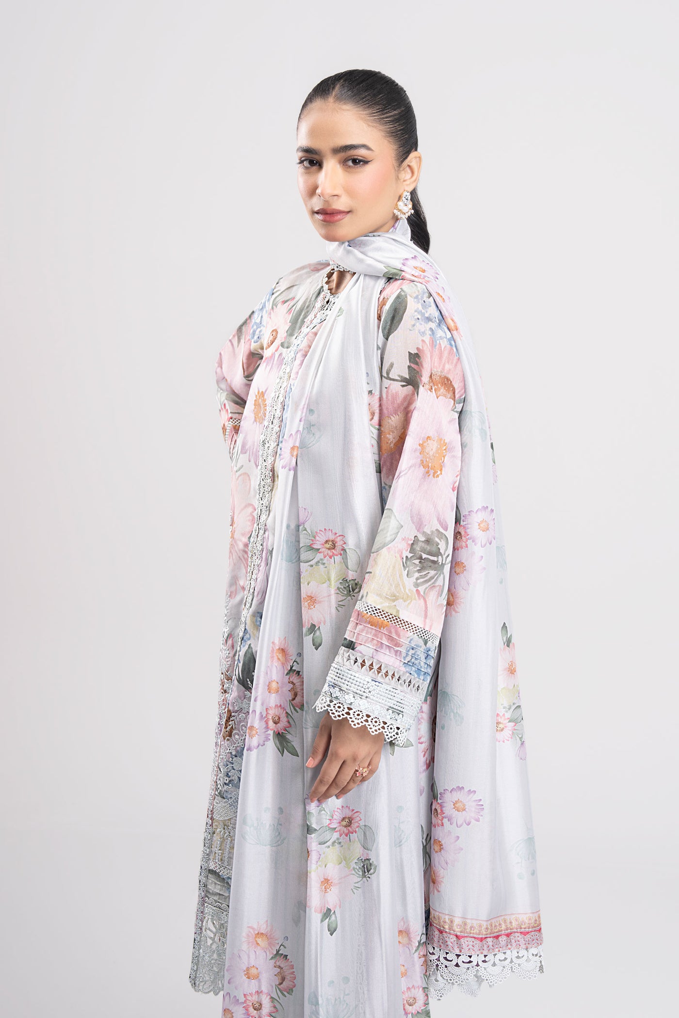 3 Pc Printed Silk Suit