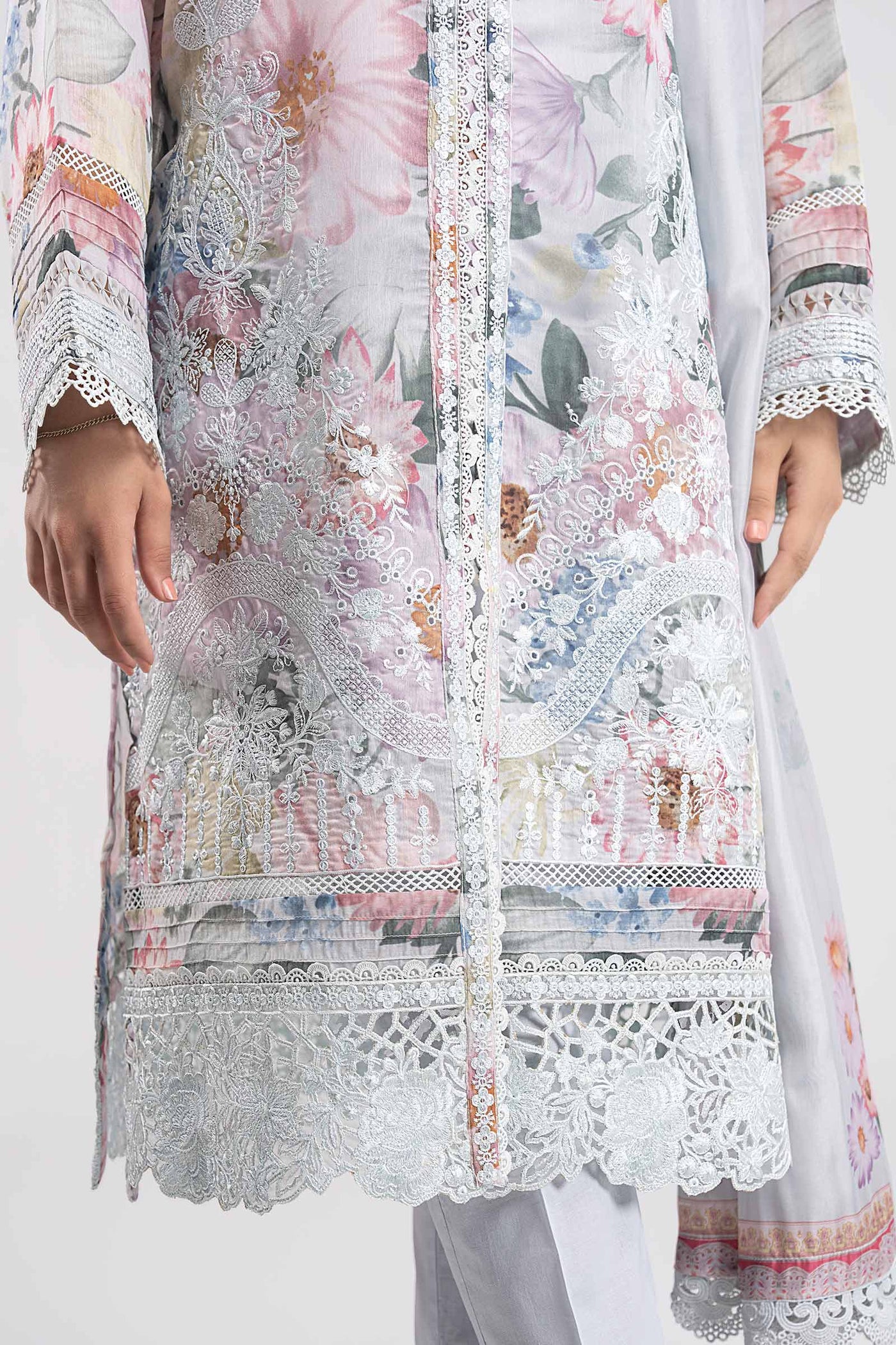 3 Pc Printed Silk Suit