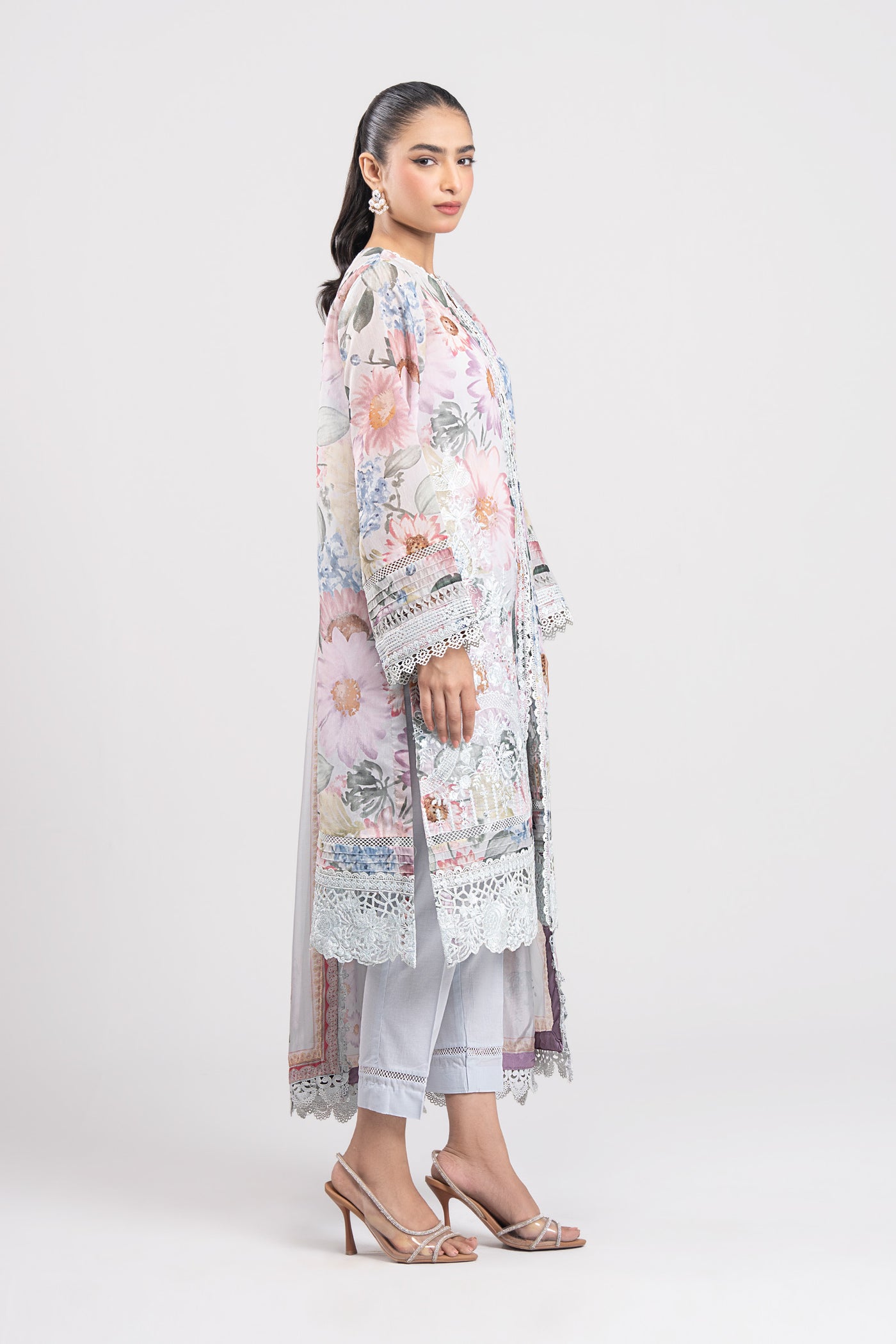 3 Pc Printed Silk Suit