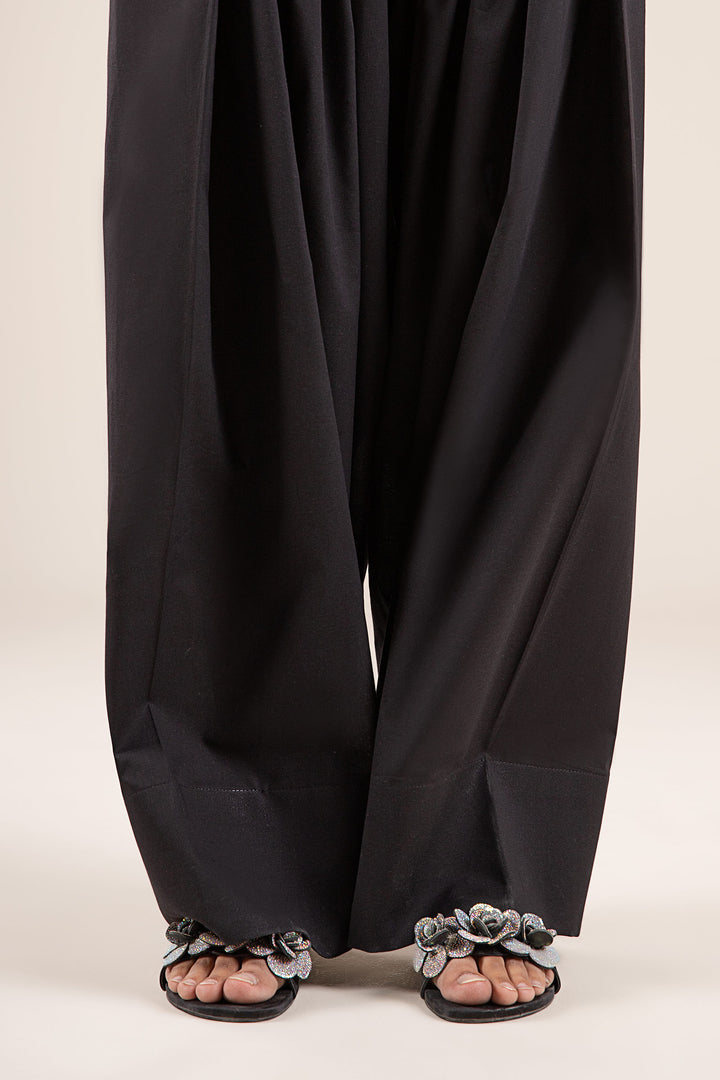 Dyed Cambric Shalwar | MB-CS25-147 Bottoms MBCS147-ESM-BLK