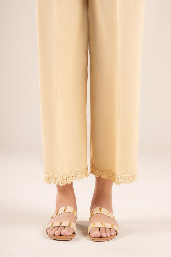 Embroidered Cambric Trouser | MB-CS25-156 Bottoms MBCS156-ESM-BEG