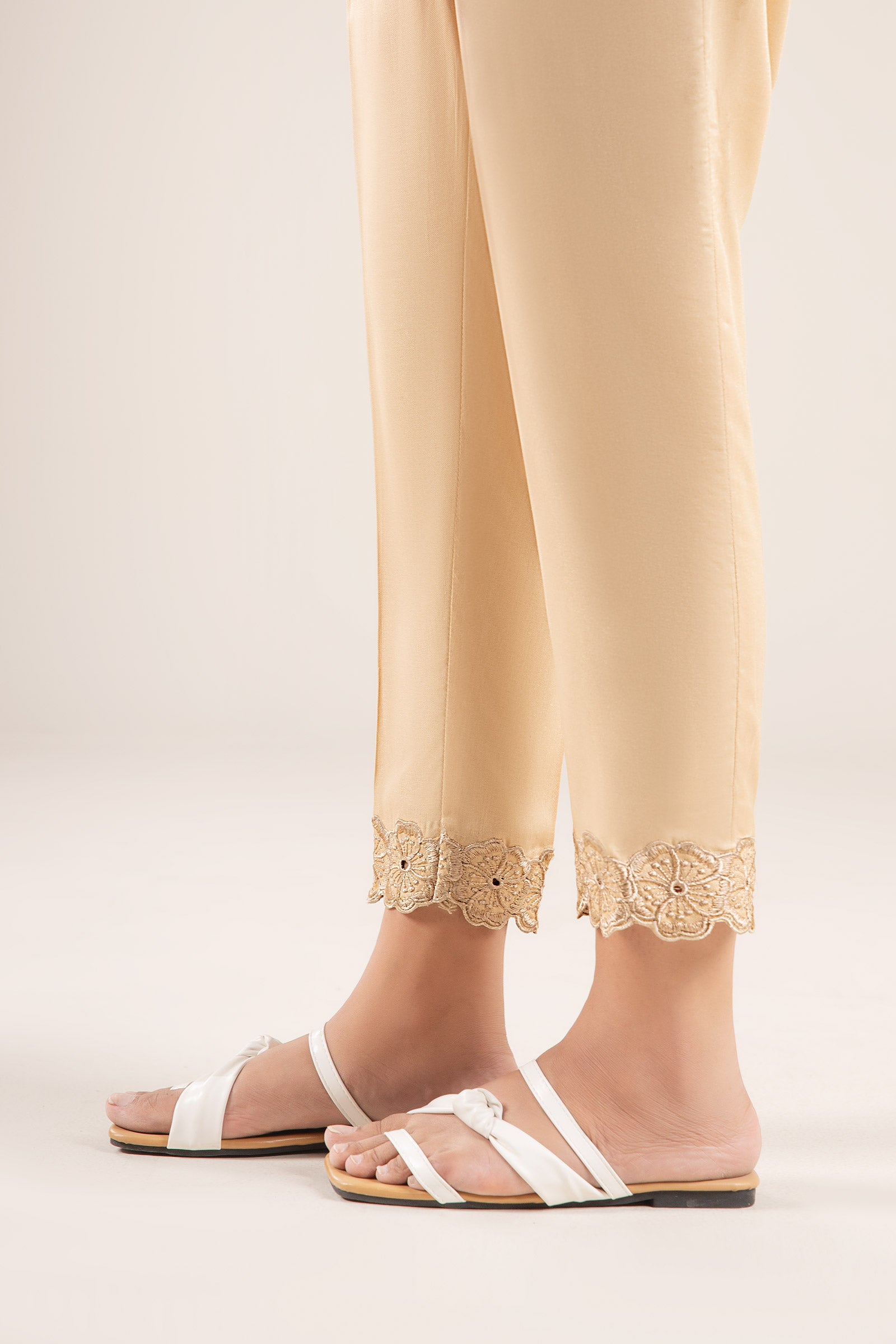 Embroidered Cotton Viscose Trouser