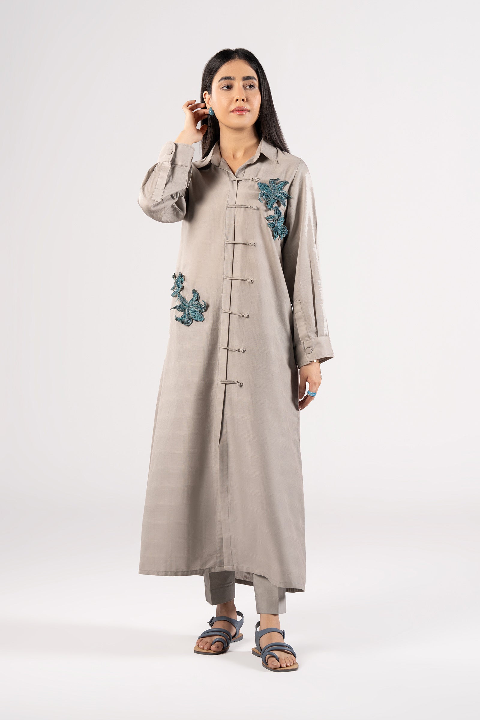 Embroidered Textured Cotton Shirt