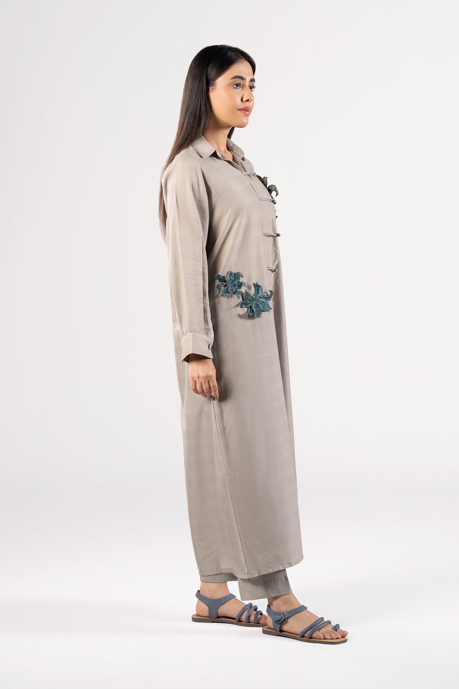 Embroidered Textured Cotton Shirt