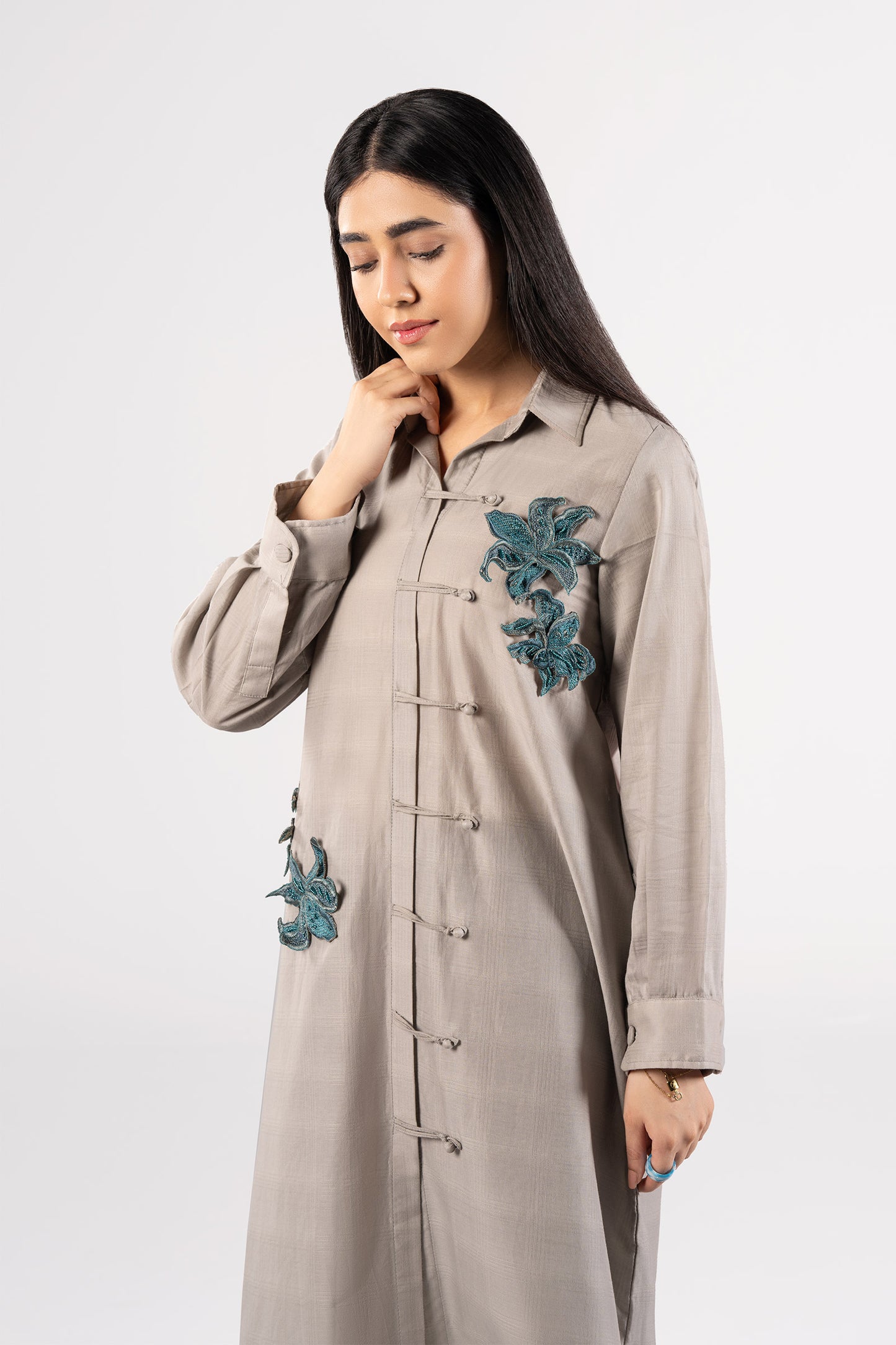 Embroidered Textured Cotton Shirt